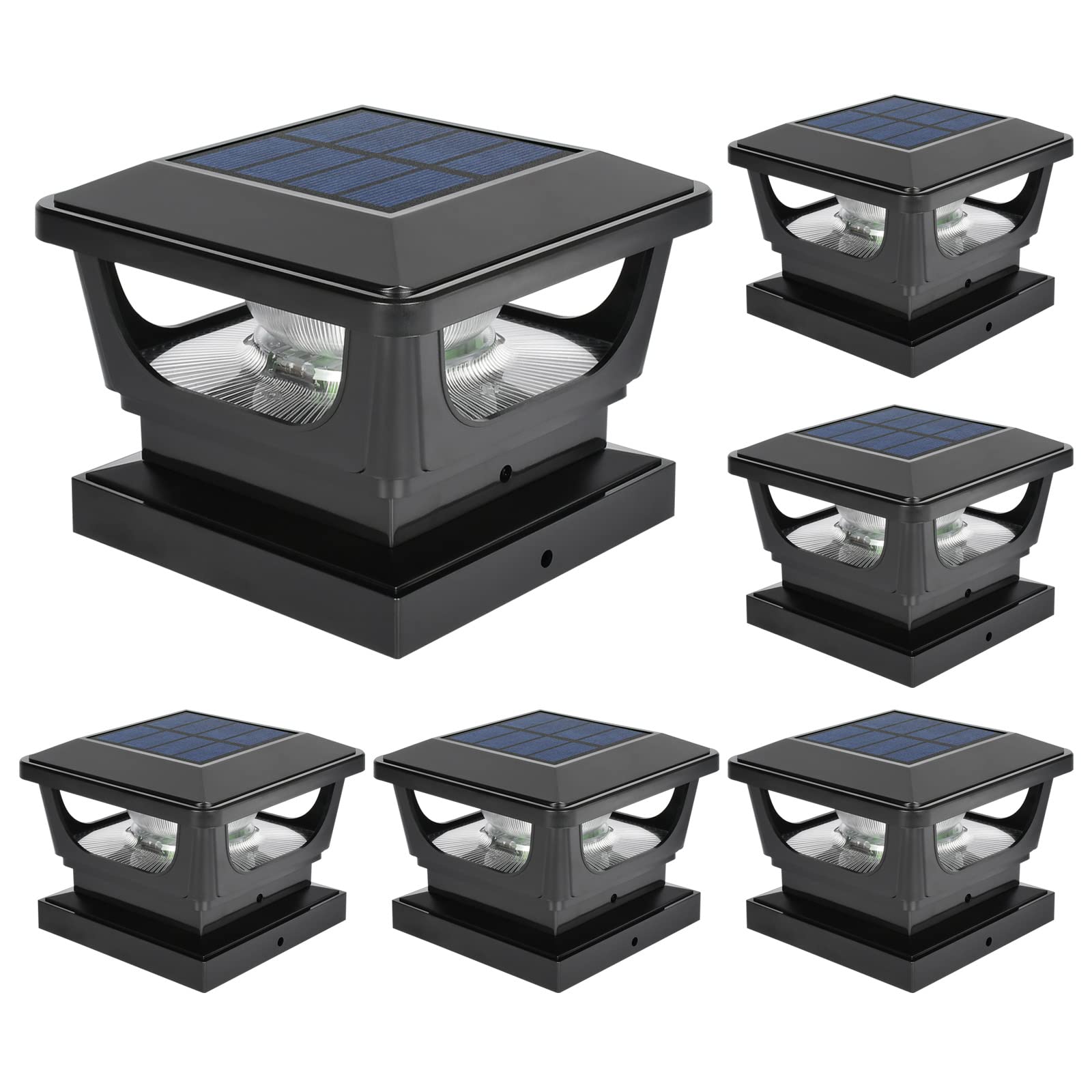 Misopily  Solar Post Cap Lights Outdoor 6 Pack Solar Powered Fence Post Lights for Patio Deck Garden Fits Three by Three and Four by Four Wooden