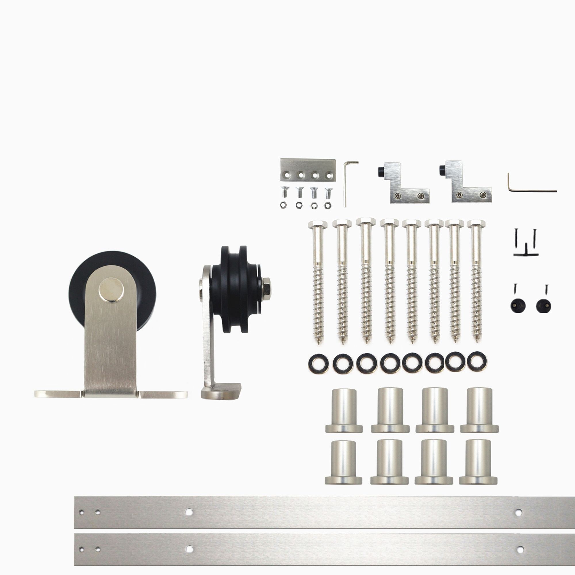 HOMACER DZ1DNZ132C 132-in Brushed Brushed Nickel Indoor Top mount Single Barn door hardware kit