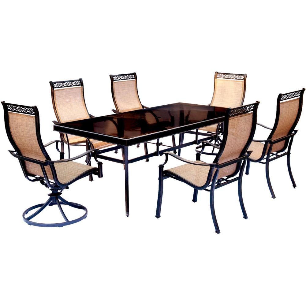 Hanover MONDN7PCSW2G Monaco 7-Piece Bronze Patio Dining Set with Tan
