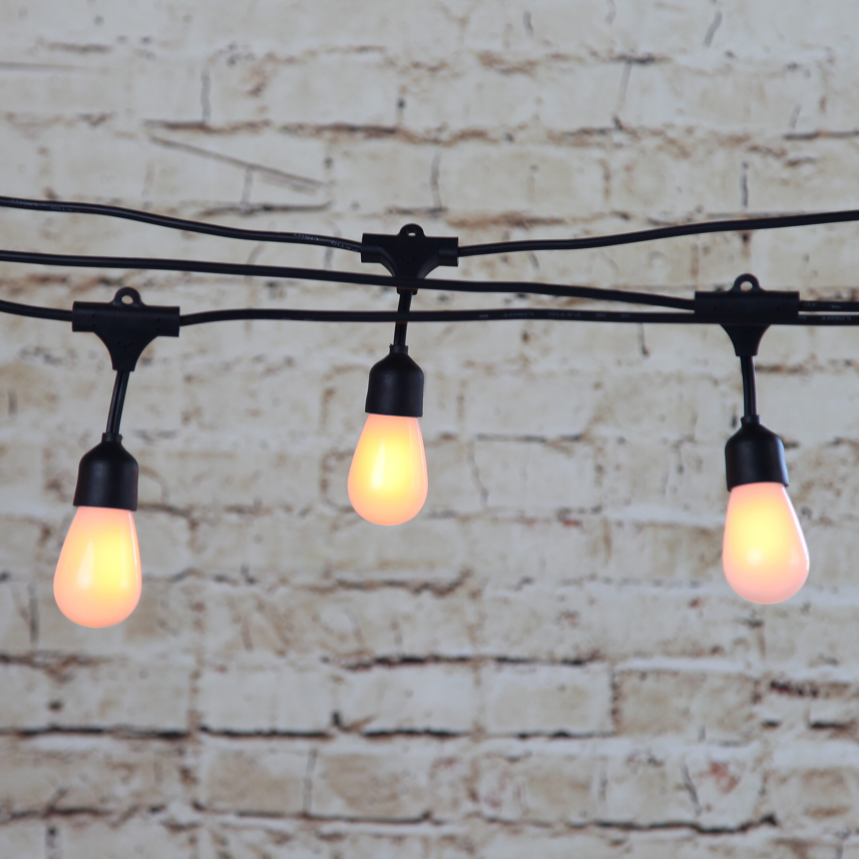Warm White Solar Powered LED Outdoor String Lights with Flame Bulbs