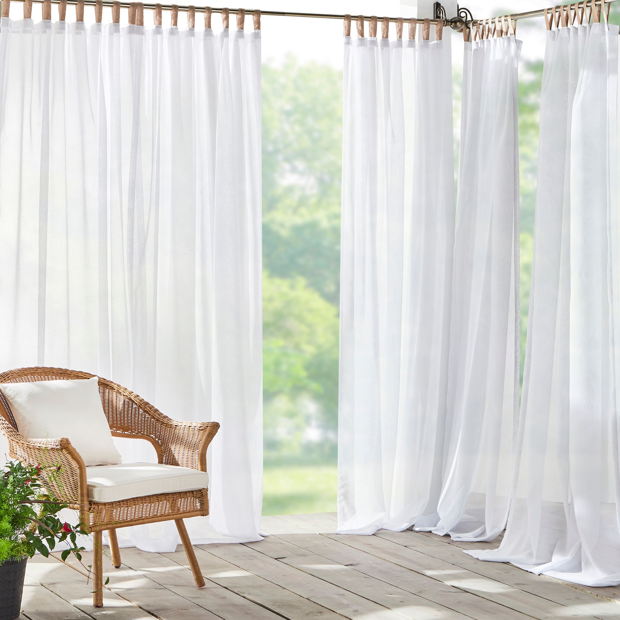 Elrene Home Fashions 194590007973 108-Inches Outdoor White Sheer Top tab Single curtain panel