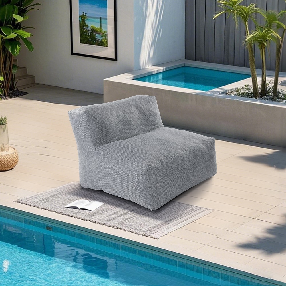 Evita - Outdoor Pool Patio Bean Bag Chair Lounge Chair Modern Middle Armless Chair Couch Sofa Foa...
