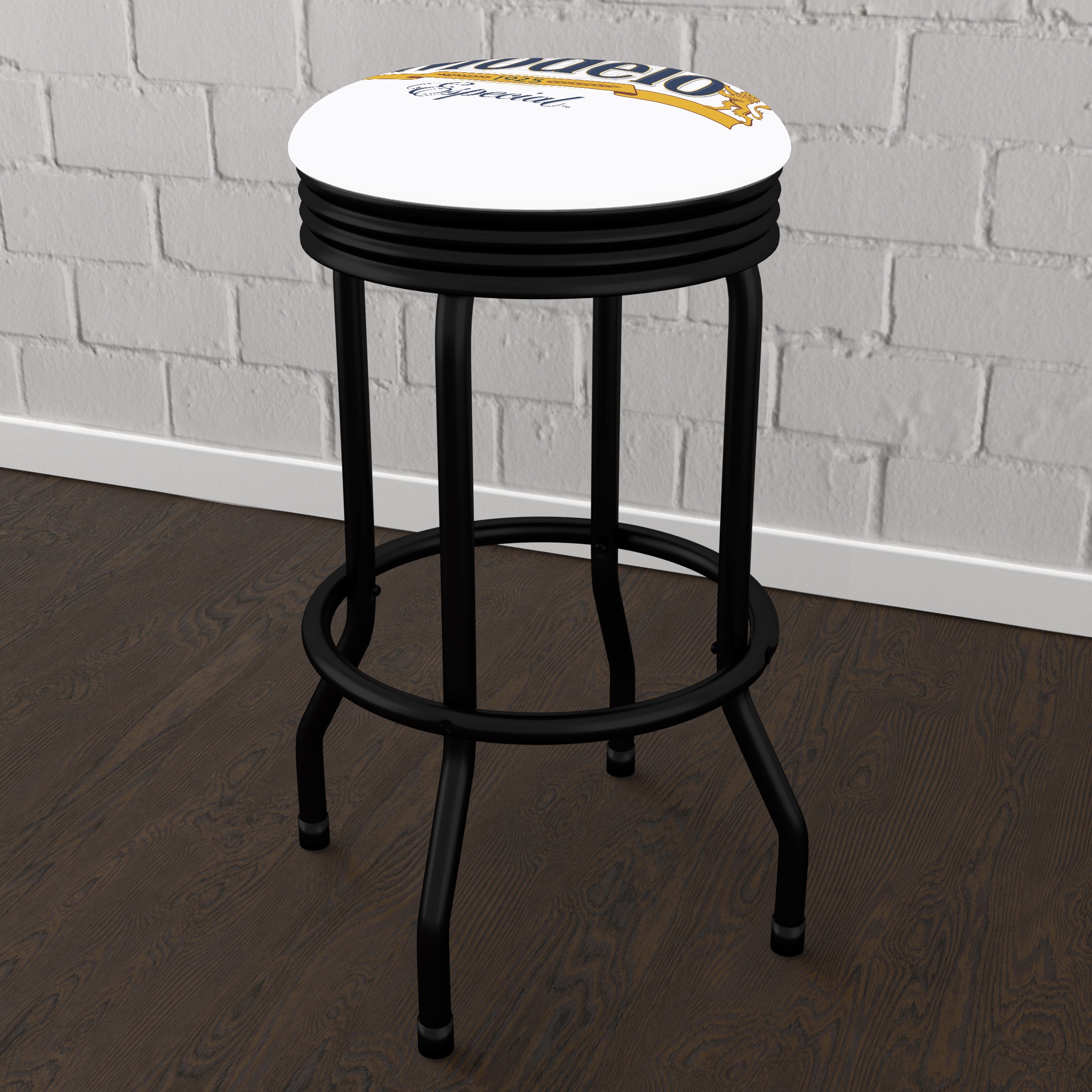 Black Metal Swivel Backless Bar Stool with Round Seat
