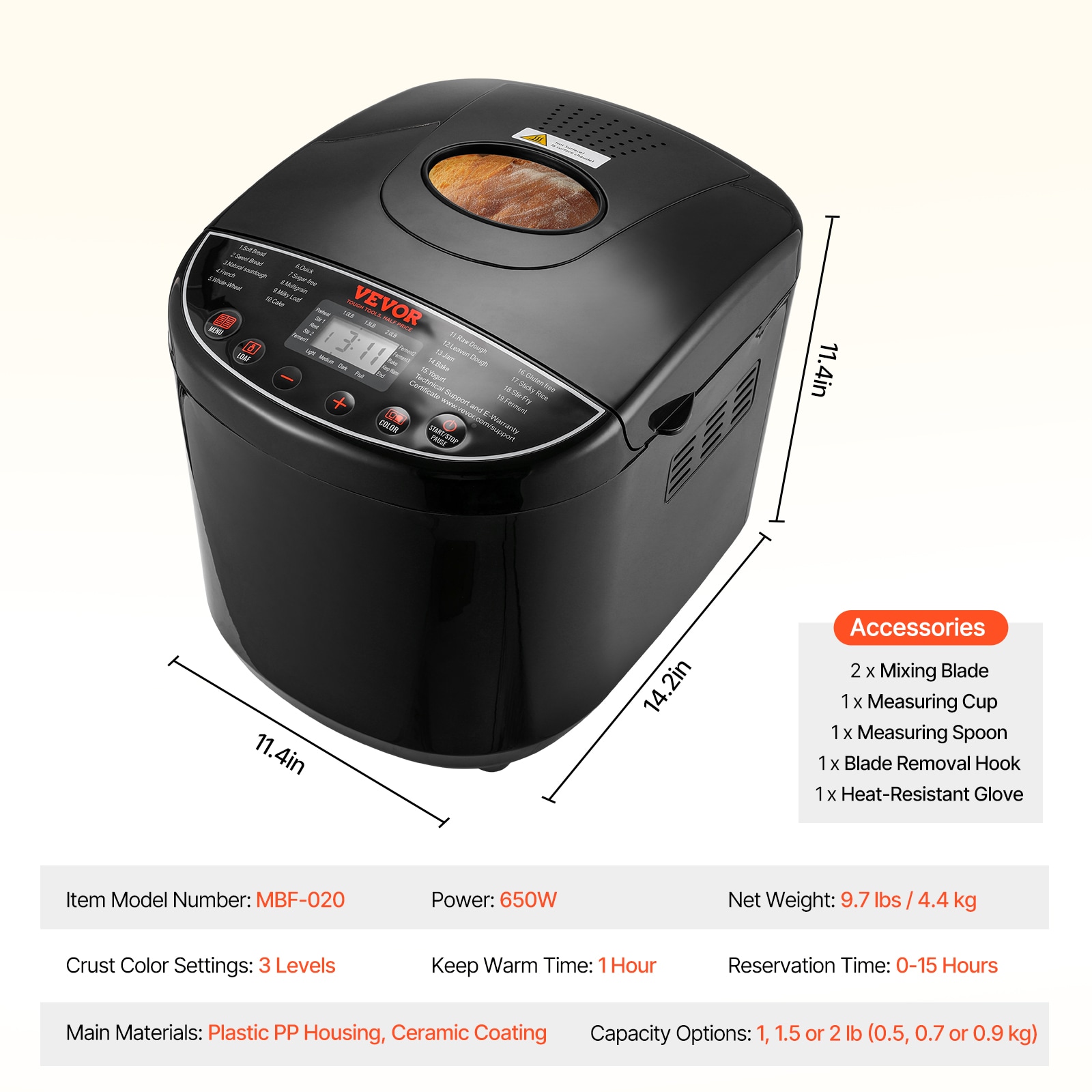 VEVOR MBJSLX2LB650WB0PFV1 Bread-Makers - View #8