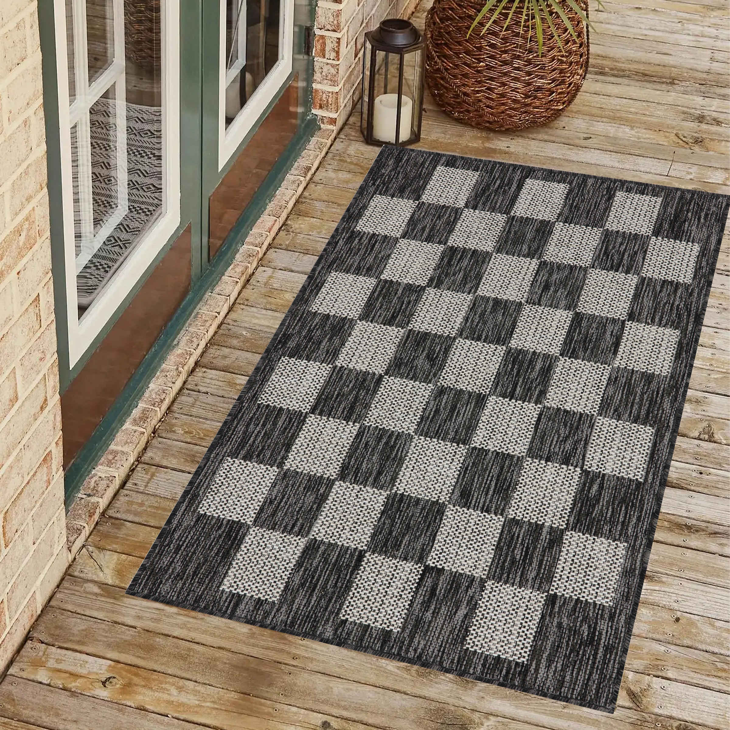 Playa Rug PLY-DAY-BLK-IVO-2X3 2 x 3 (ft) Sisal Daisy-Black Ivory Rectangular Indoor/Outdoor Geometric Area rug