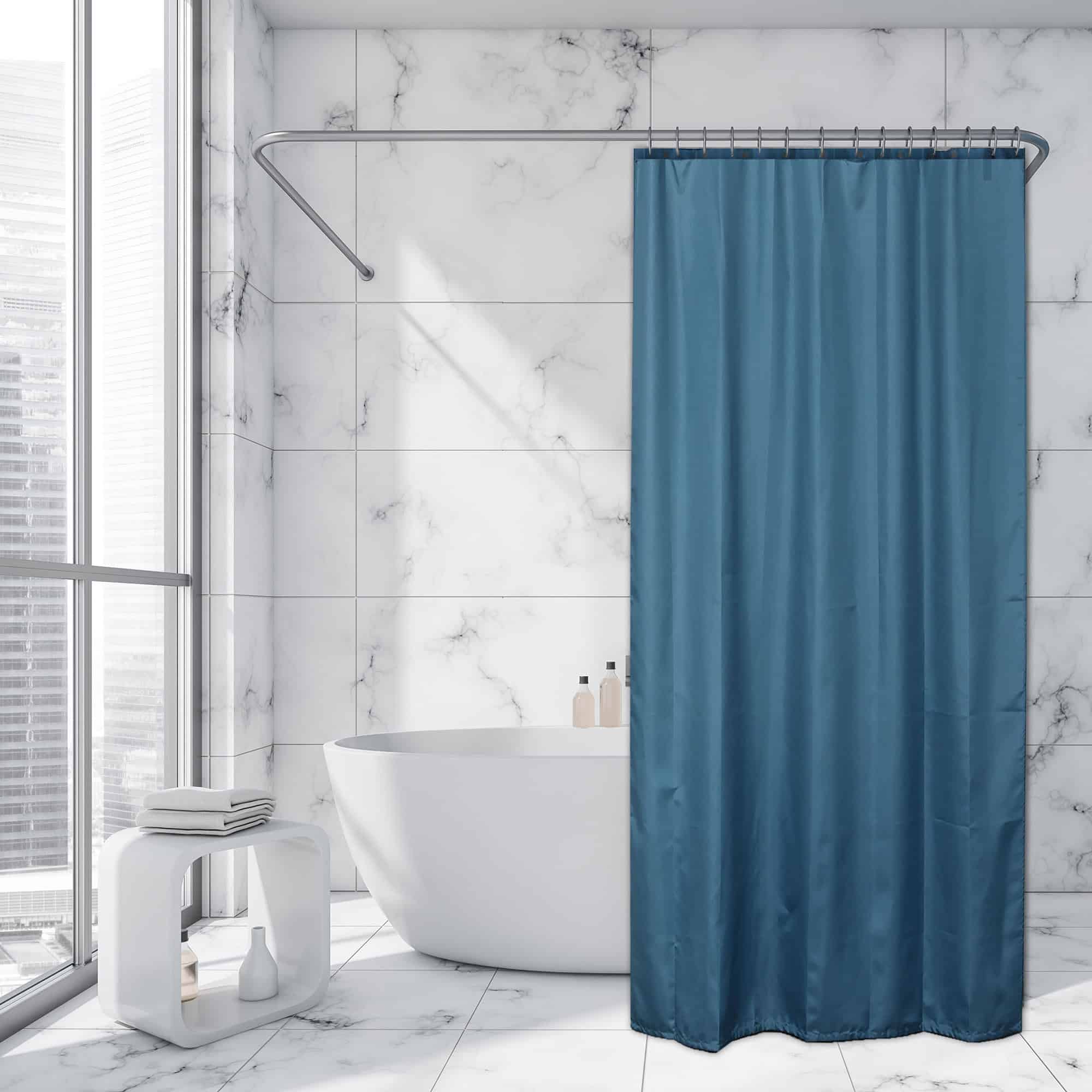 EVIDECO FRENCH HOME GOODS 79-in W x 79-in L Blue Solid Polyester Shower curtain #1204115