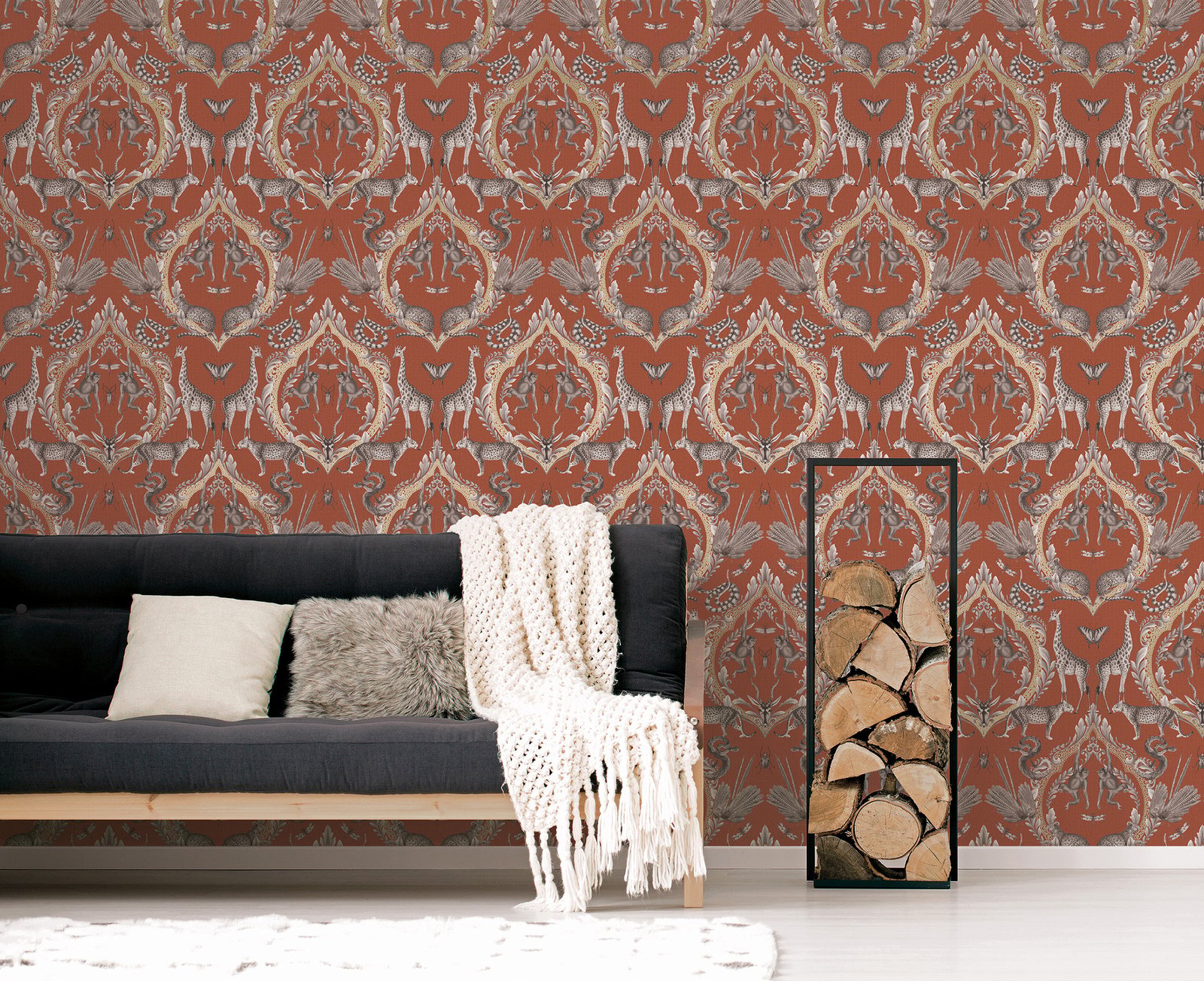 Galerie Bazaar Menagerie Orange Wallpaper G78312 in the Wallpaper ...
