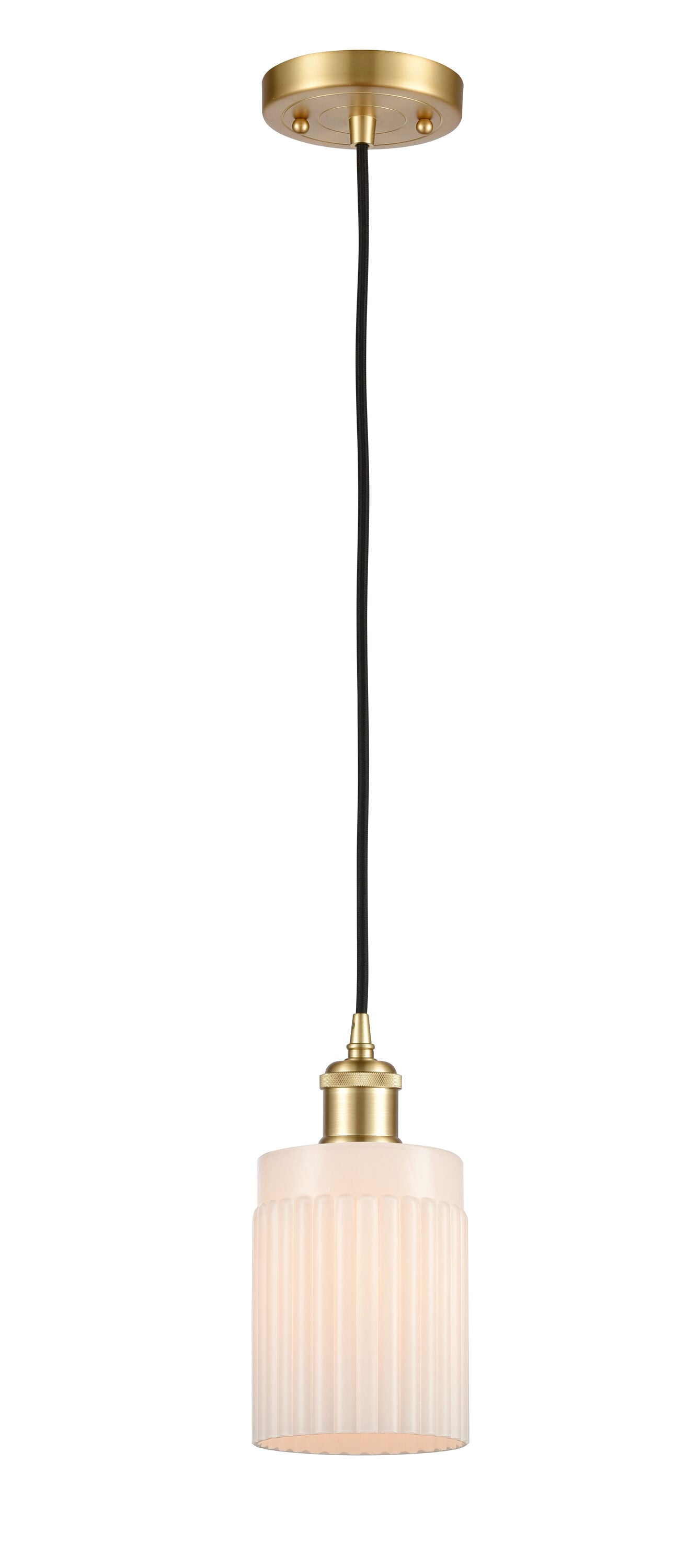 Innovations Lighting 516-1P-SG-G341 Hadley Satin Gold, Traditional Opal glass Drum Mini Hanging Pendant light