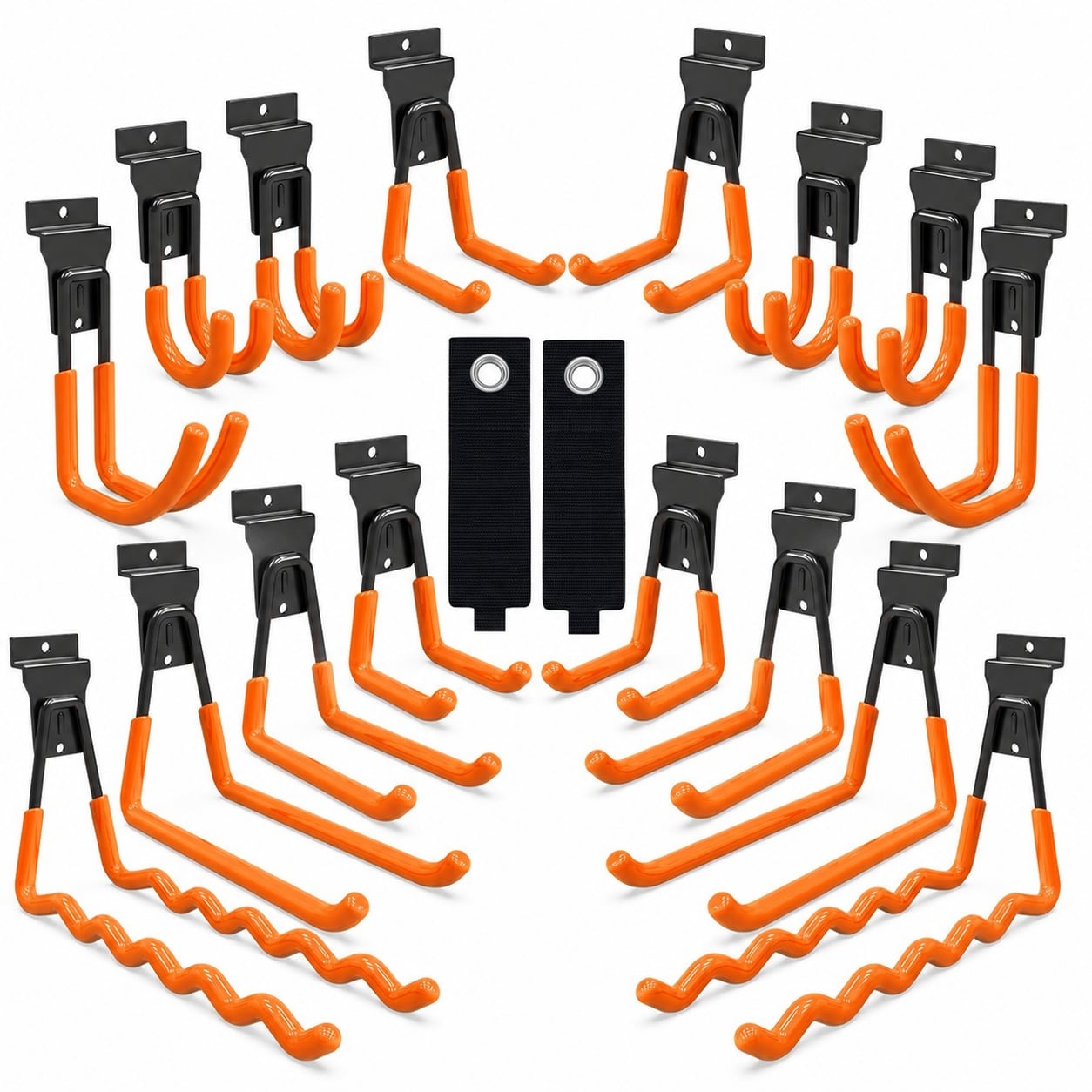 KHKFY  Slatwall Accessories 18 pack Heavy Duty Hooks and Hangers Multi Size for Garage Storage Fits Standard Slat Wall Panels Orange Space Saving