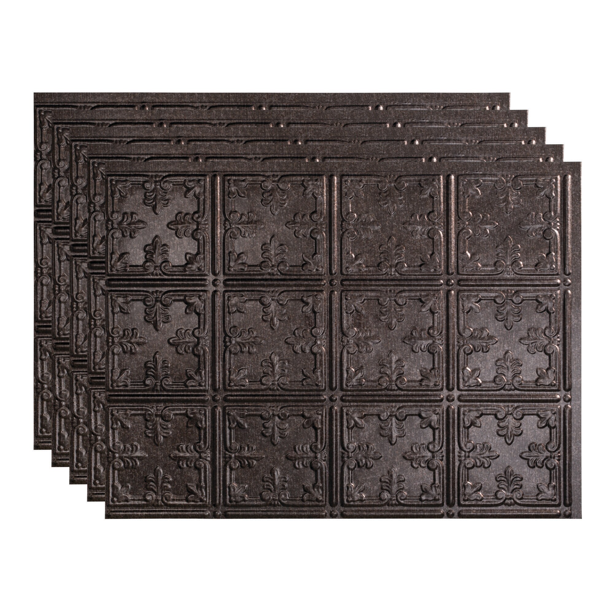Fasade PB5727 Traditional 10 18.25-in x 24.25-in Vinyl Smoked Pewter Backsplash Panels 5.0 -Pack