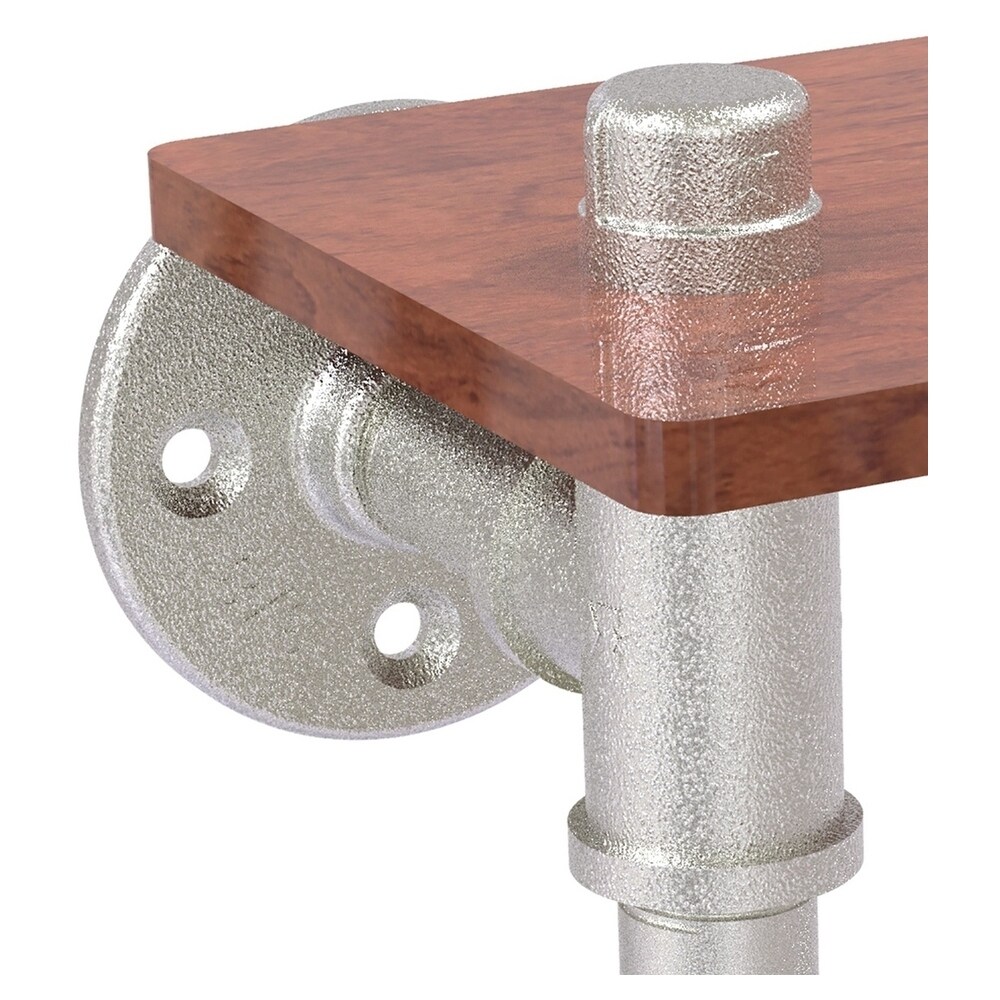 Industrial Satin Nickel Toilet Paper Holder with Wood Shelf