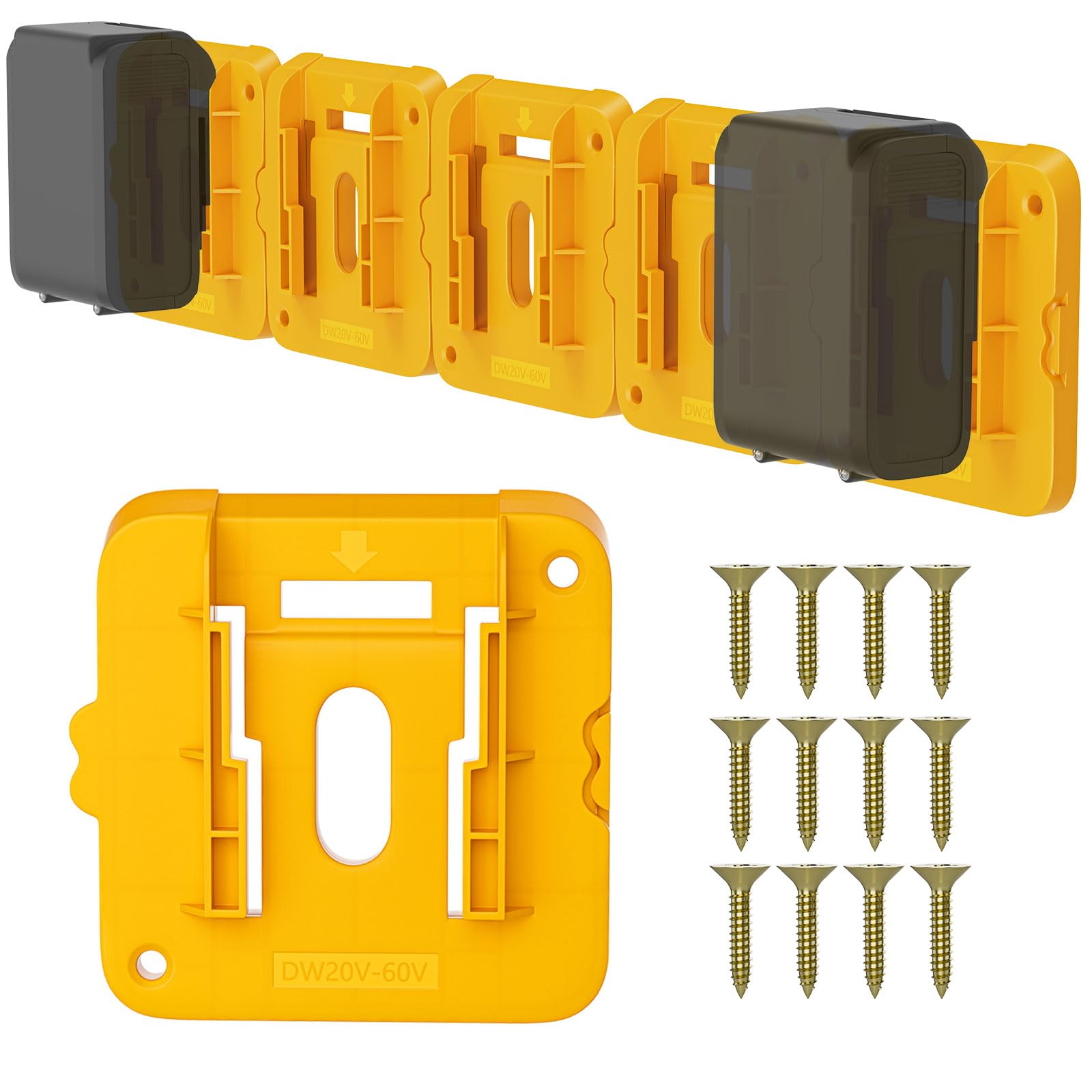 Phewnyzo  6 Pack power cell Mount Holder Compatible with Dewalt 20V 60V power cell Holder Fits DCB200 DCB203 DCB206 power cells for Wall Work Van