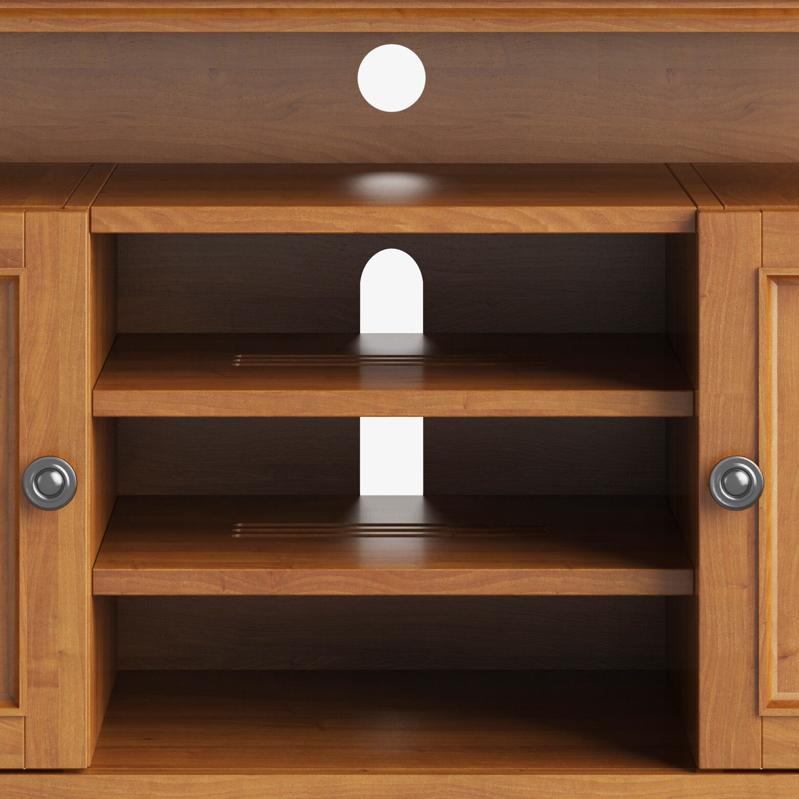 Light Golden Brown Solid Wood TV Media Stand with Cabinets