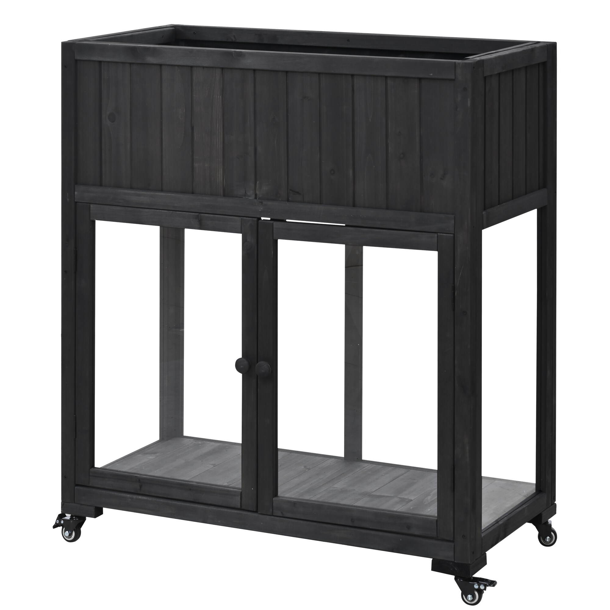 Siavonce XH54373 4.57-cu ft 17.7-in W x 35.4-in L x 37.4-in H Black Wood Raised Garden Bed
