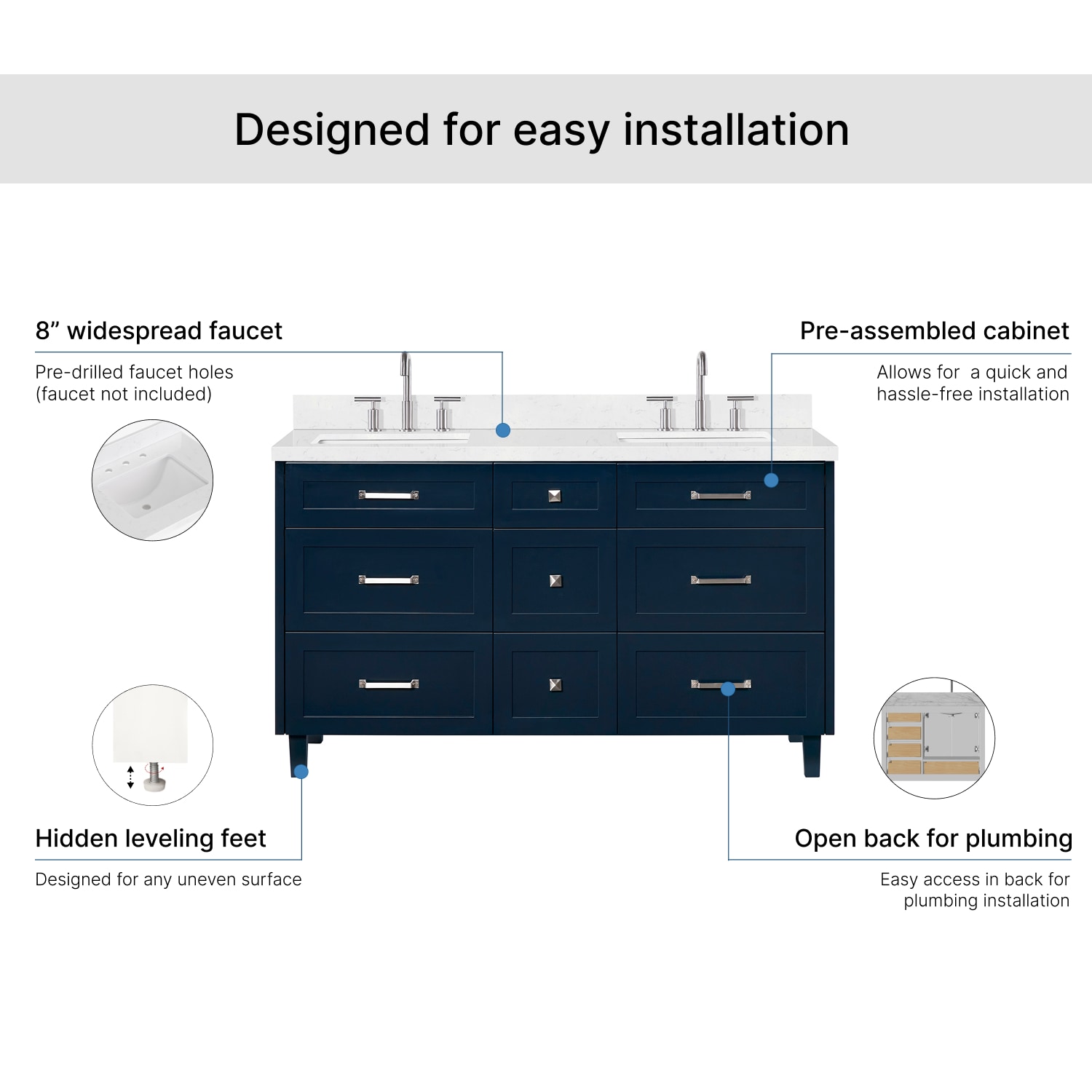 ARIEL B60DCQRVOMNB Bath-Vanity-Combo - View #7