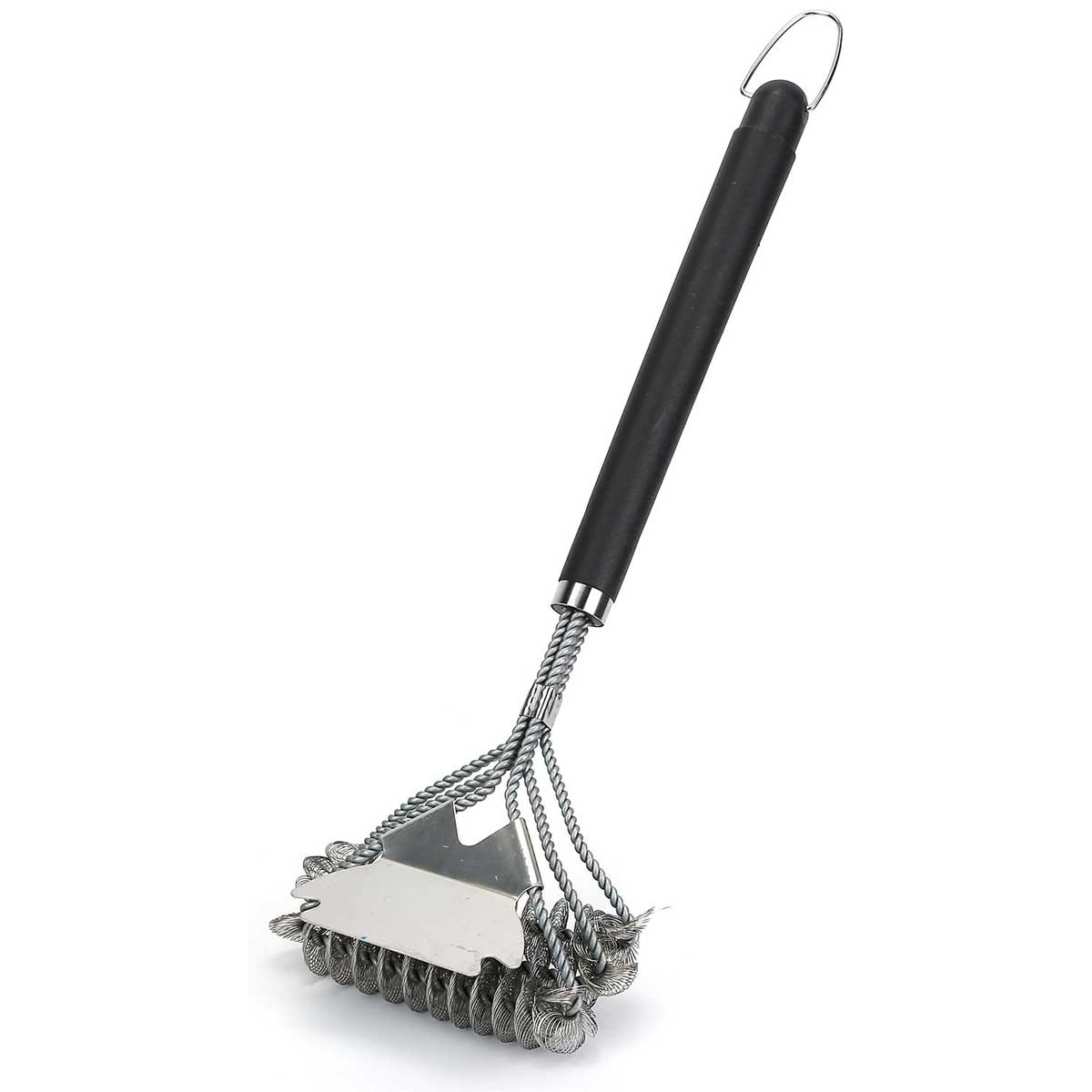 Aoibox LAZB0917036 BBQ Grill Cleaner Brush with Stainless Steel Wire Triple Scrubbers and Scraper for Grill Cooking Grates 16.5in Long Handle