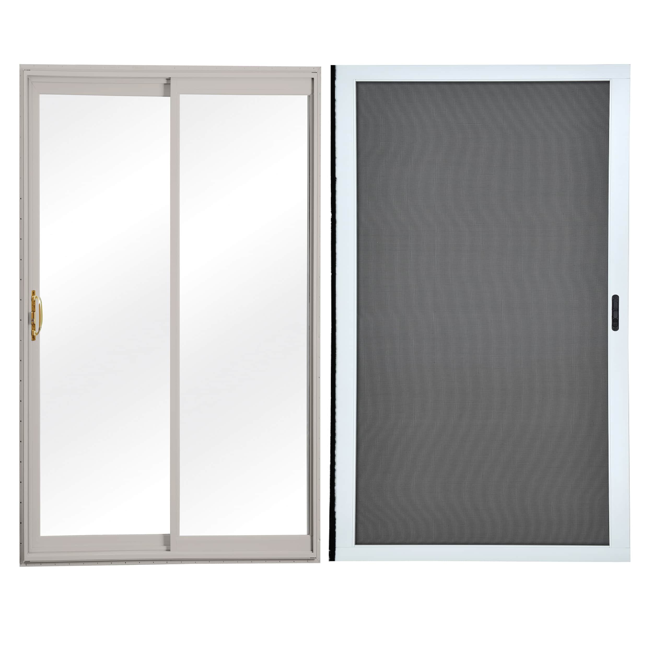 RELIABILT  60-in x 80-in Tempered Gray Vinyl Universal Sliding Patio Door with Screen