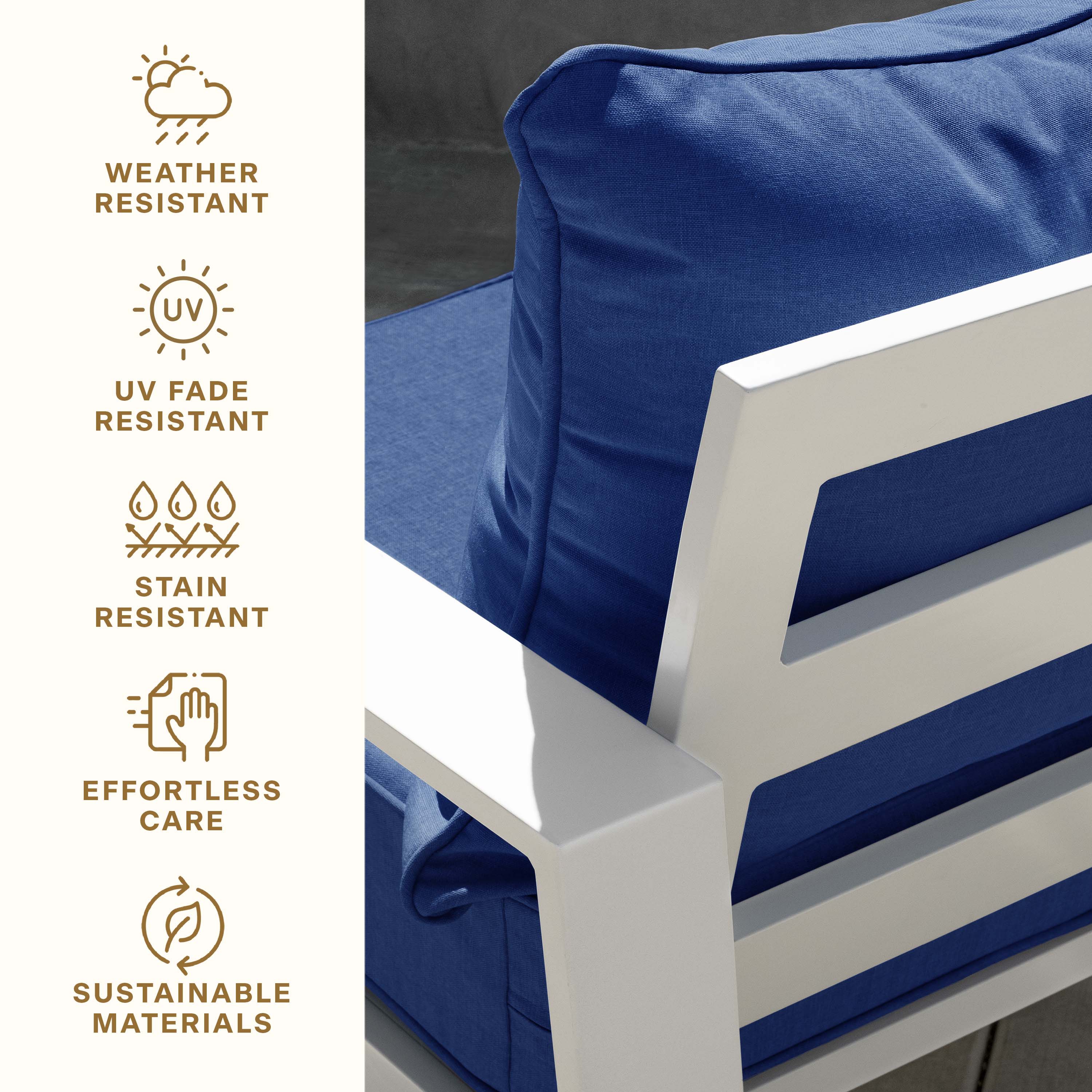 Sapphire Blue Deep Seating Outdoor Chair Cushion Set