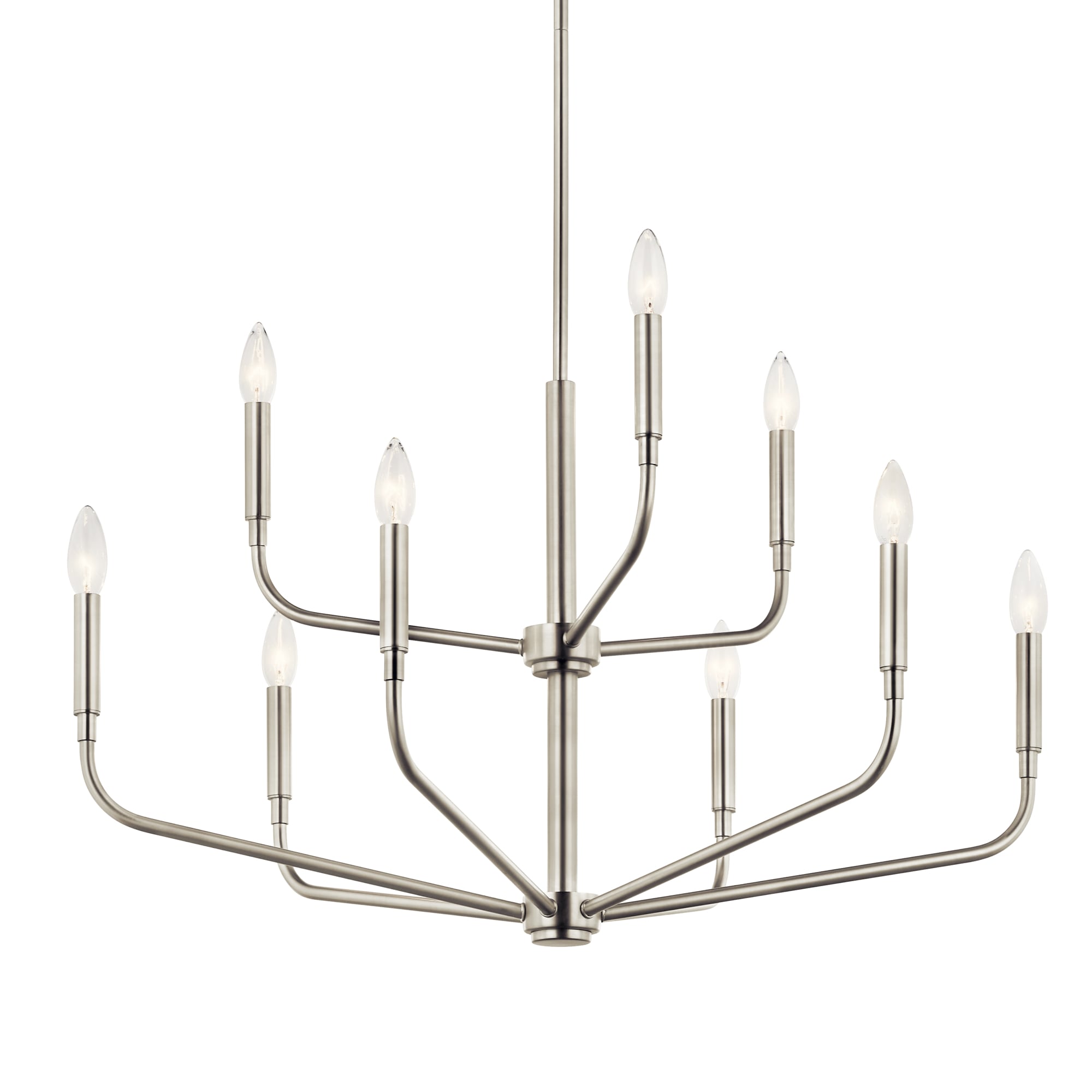Brushed Nickel 9-Light 2-Tier Modern Chandelier