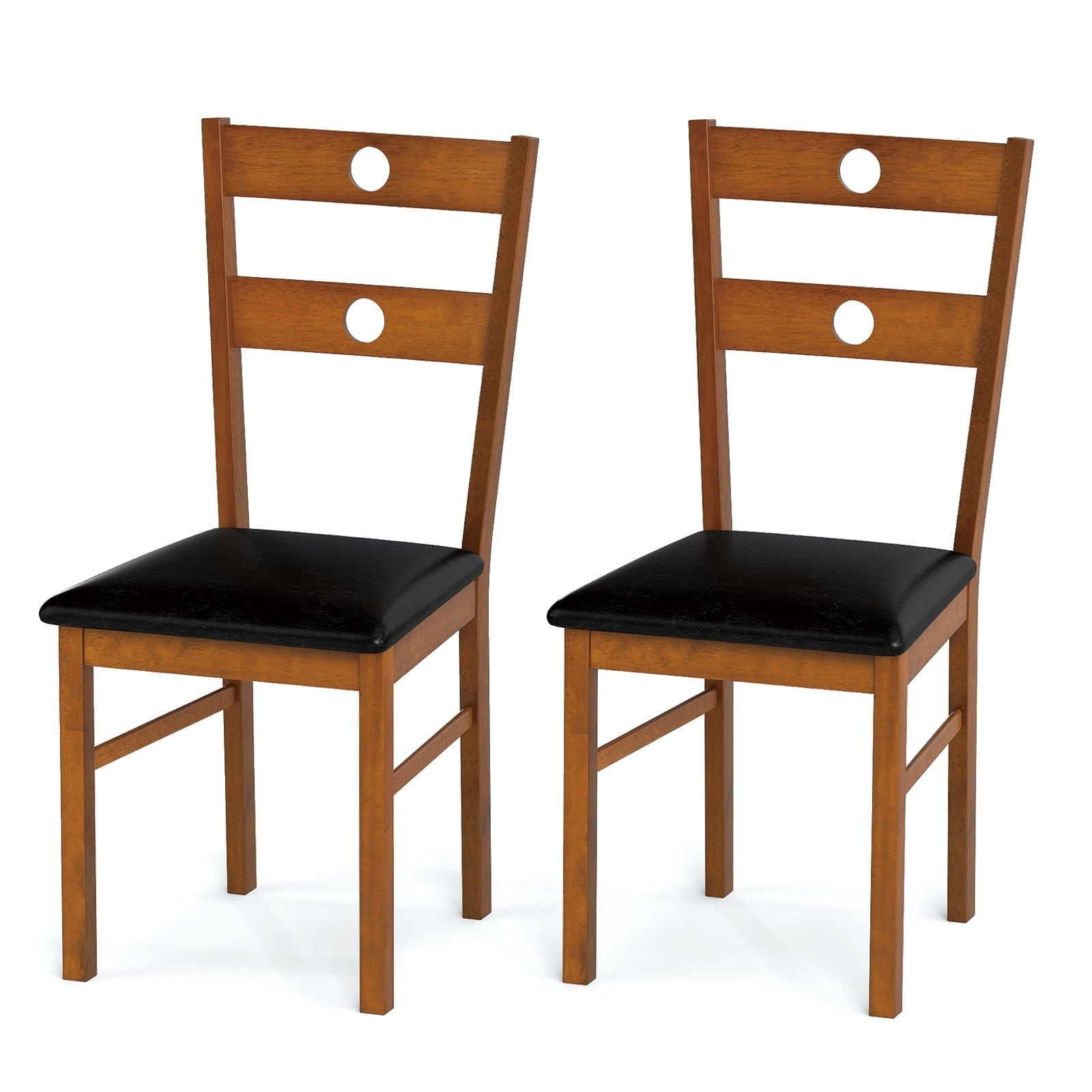 Slickblue Set of 2 Modern Dining Chairs PU Leather Upholstered Armless Dining Chair Rubber Wood Frame with Hollowed Backrest for Dining Room Kitchen Apartment Multiple Color Option