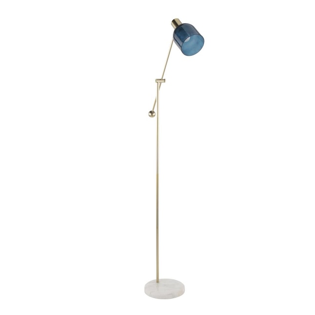 Lumisource Marcel 73 In White Marble, Navy And Gold Floor Lamp Shade
