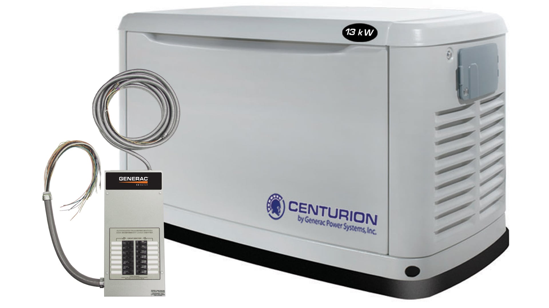 Centurion by Generac Power Systems 5893 13000-Watt (LP) / 13000-Watt (NG) Standby Generator with 100-Amp Automatic Transfer Switch
