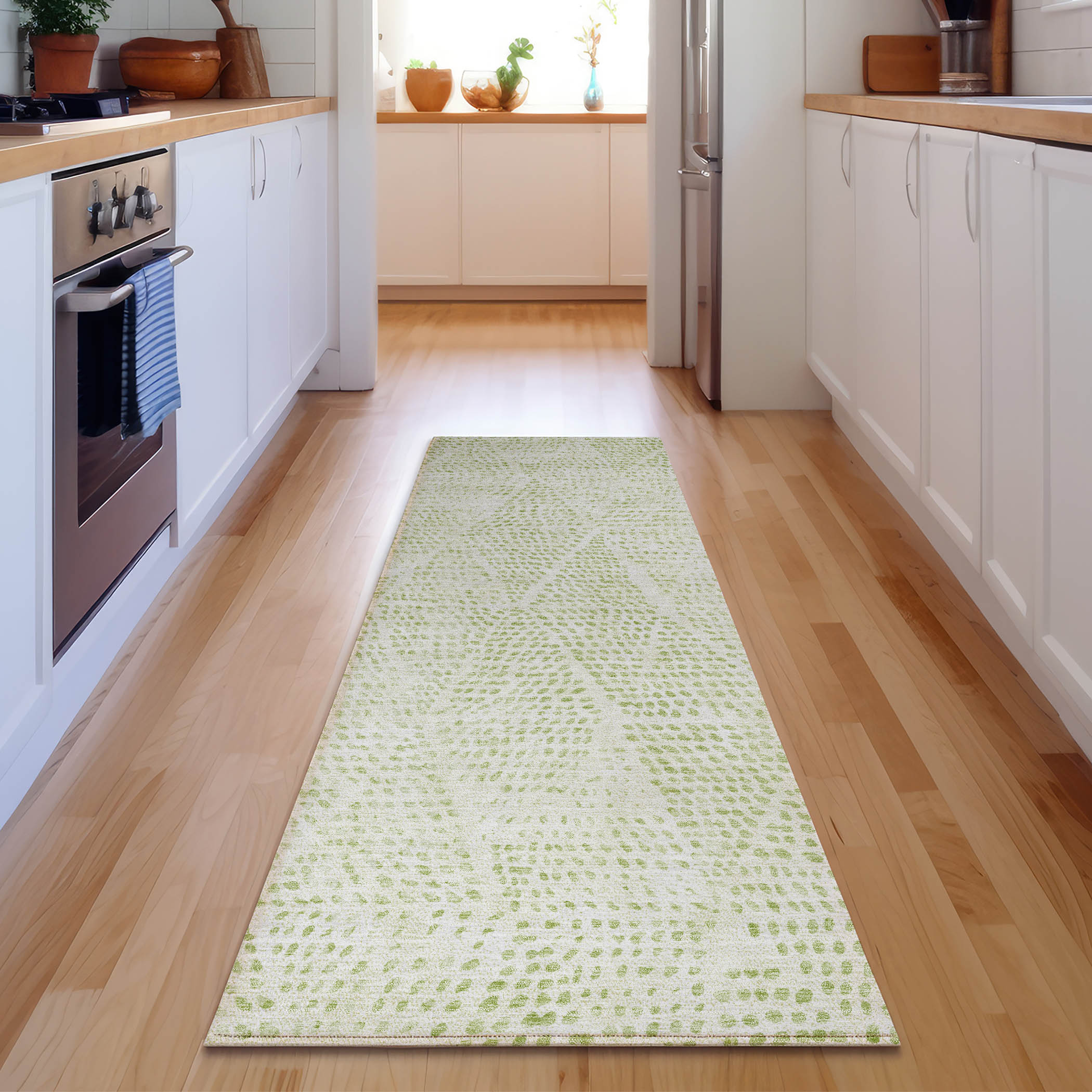 Addison Rugs AMF591AL2X8 Mayfield AMF591AL 2 x 7 (ft) Loomed Polyester Aloe Rectangular Indoor Geometric Machine washable Area rug