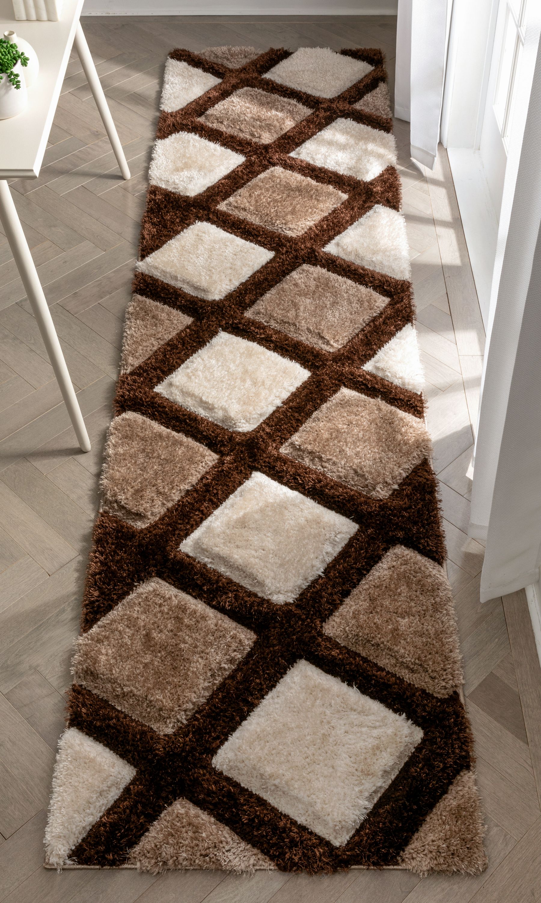 Well Woven SF-37-2L San Francisco 2 x 9 (ft) Loomed Polyester Brown Rectangular Indoor Geometric Mid-Century Modern Runner rug