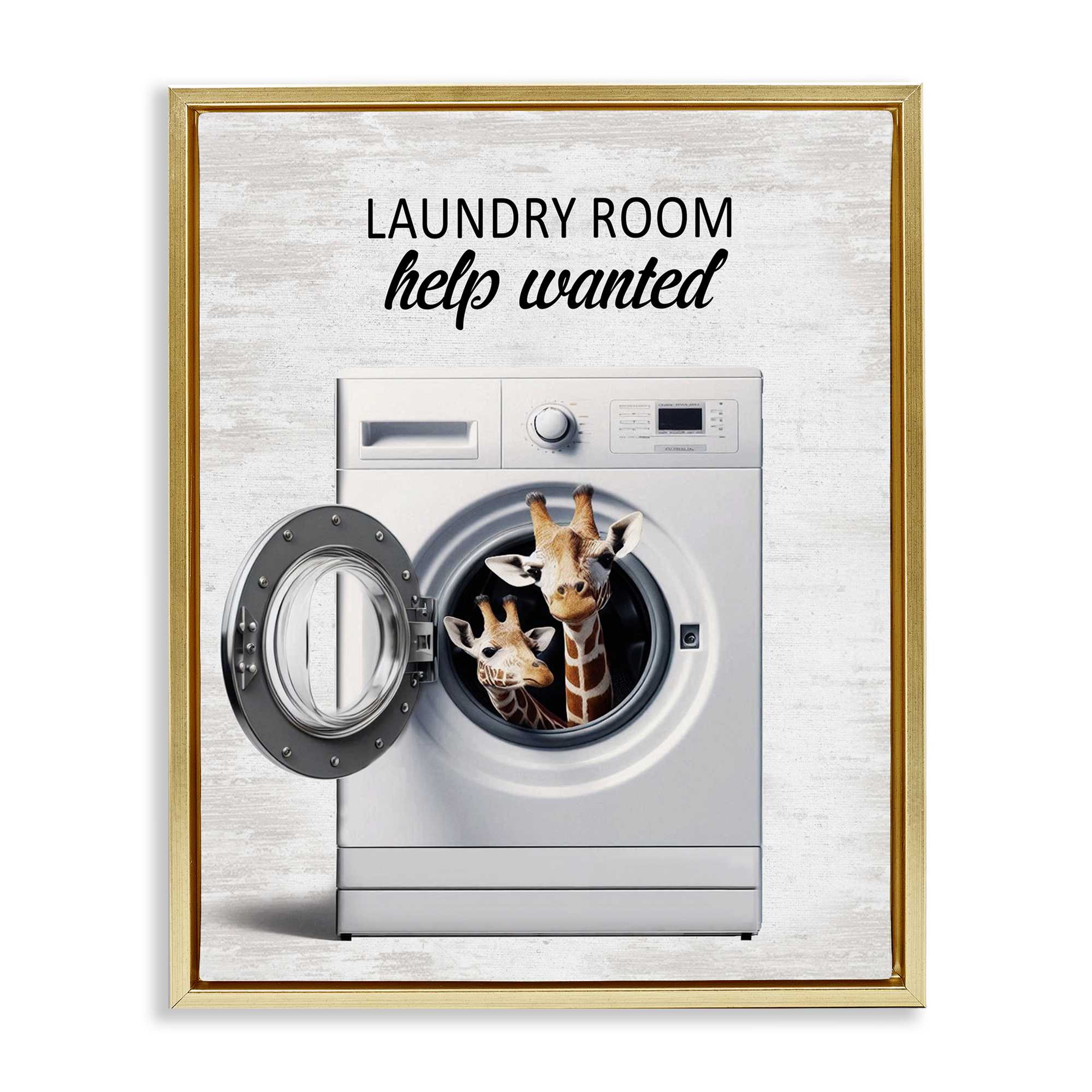 Stupell Industries BS-858-FFG-24X30 Laundry Room Help Wanted Gold Framed Floater Canvas Wall Art By Lettered and Lined 25 x 31