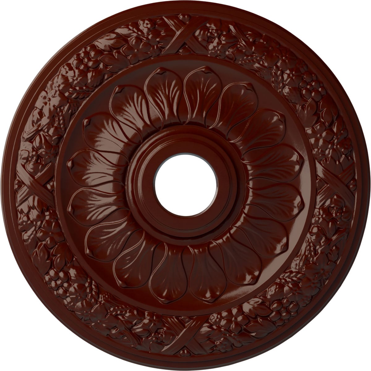 Ekena Millwork CM24SWBMF Swindon 24-in W x 24-in L Brushed Mahogany Polyurethane Ceiling Medallion