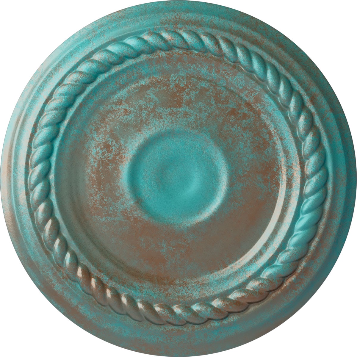 Ekena Millwork CM07ALCGS Small Alexandria 7.875-in W x 7.875-in L Painted Copper Green Patina Polyurethane Whole Ceiling Medallion