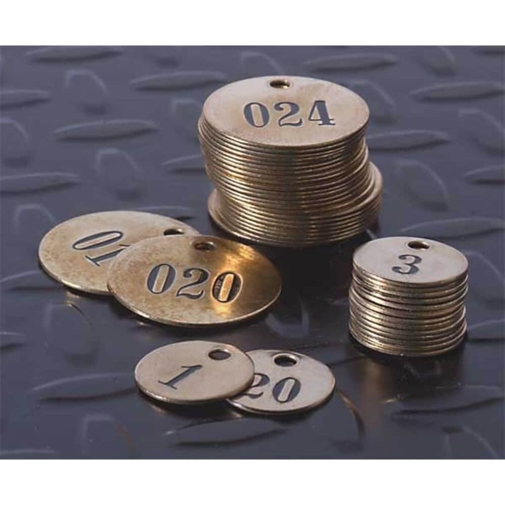 C.H. Hanson  Numbered Tag Brass 1 in H x 1 in W Brass Round 25 PK 40003