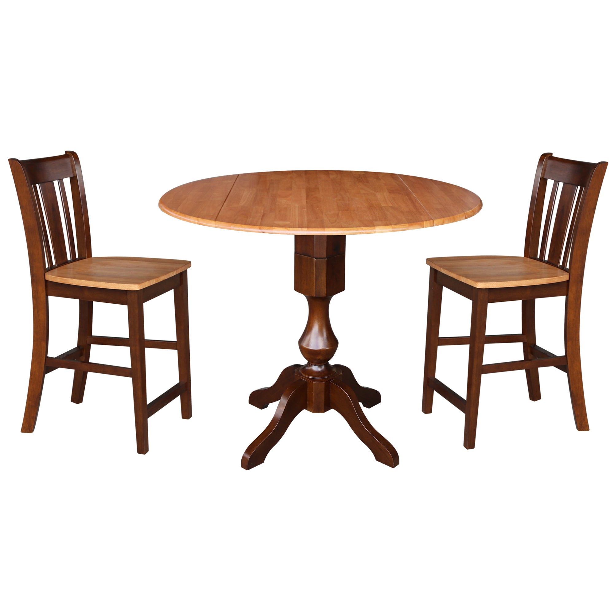 International Concepts K58-42DPT-11P-S102-2 Cinnamon/Espresso Casual Dining Room Set with Round Table (Seats 3)