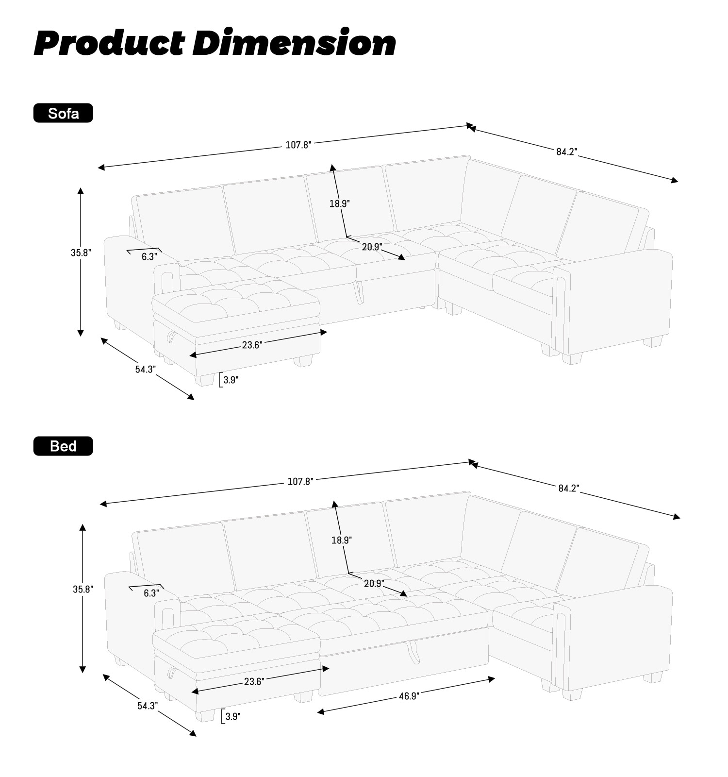 Belffin BF067-ABCDEG-GRAY futons - View #2