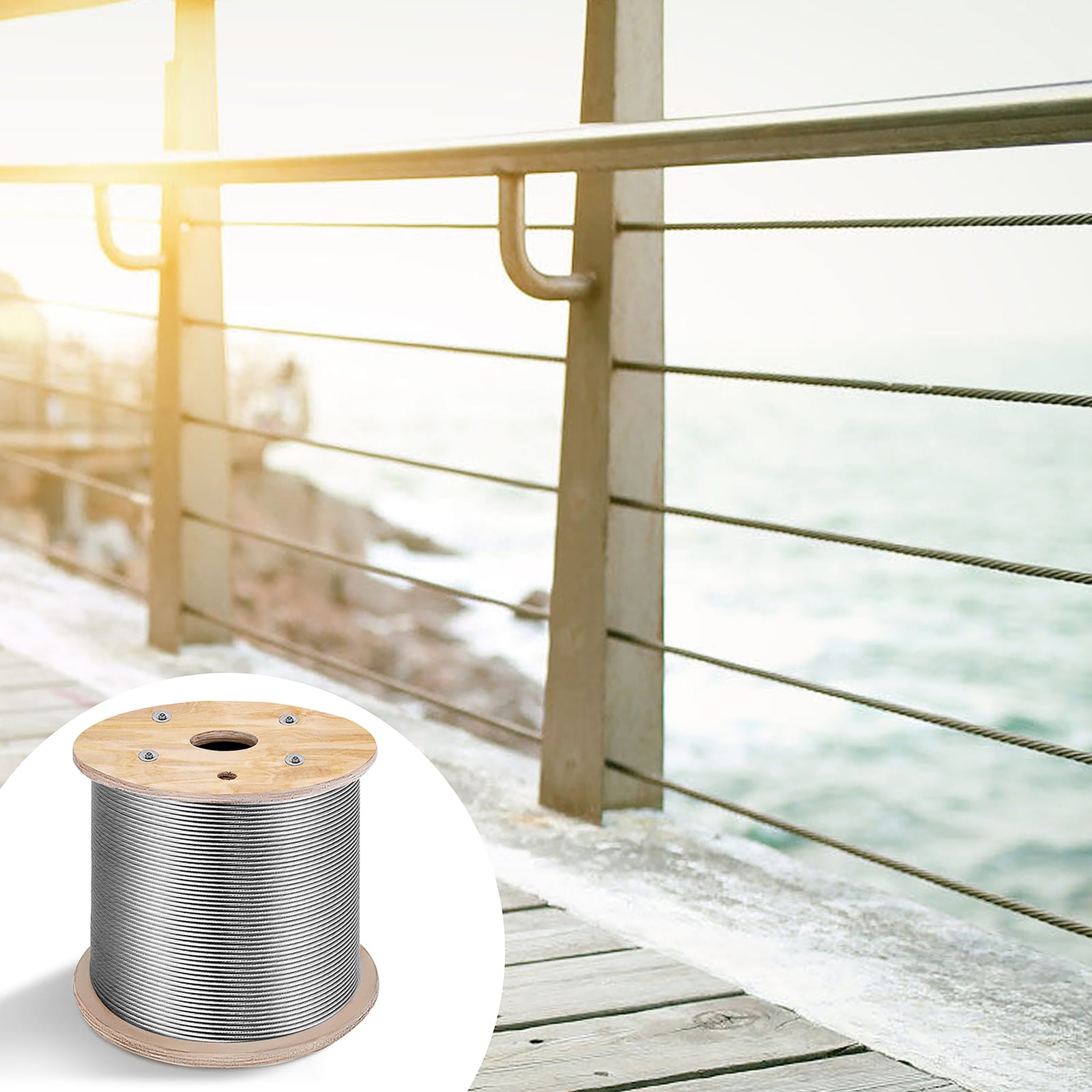 VEVOR 1000-ft Silver Stainless Steel Cable