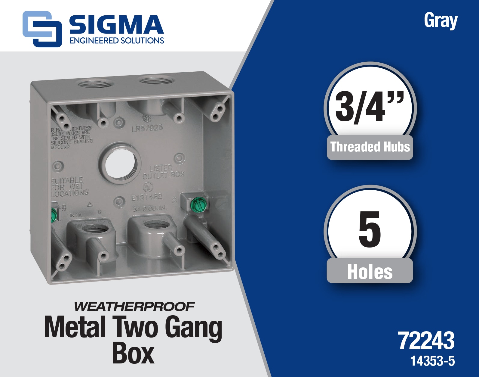 Sigma Engineered Solutions 2-Gang Metal Weatherproof New Work