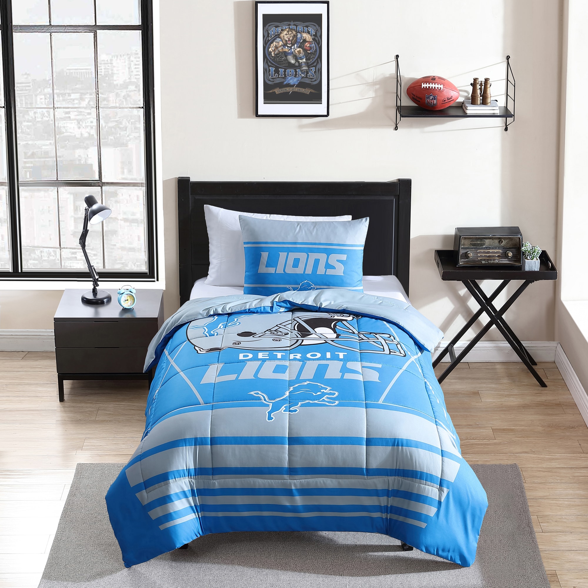 Cathay Sports Detroit Lions 4-Piece Honolulu Blue/Silver Twin/Twin