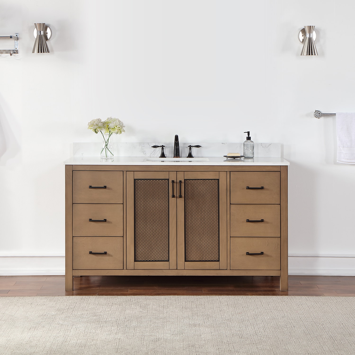 Brescia 30 in. W x 18 in. D x 36 in. H Bath Vanity in Grey with Vanity Top in WH