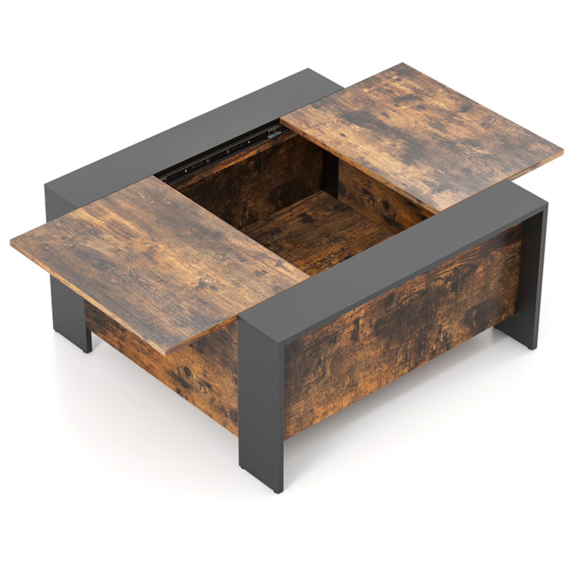 Clihome OTCH-192866-2AD Brown Wood Modern Coffee Table with Storage