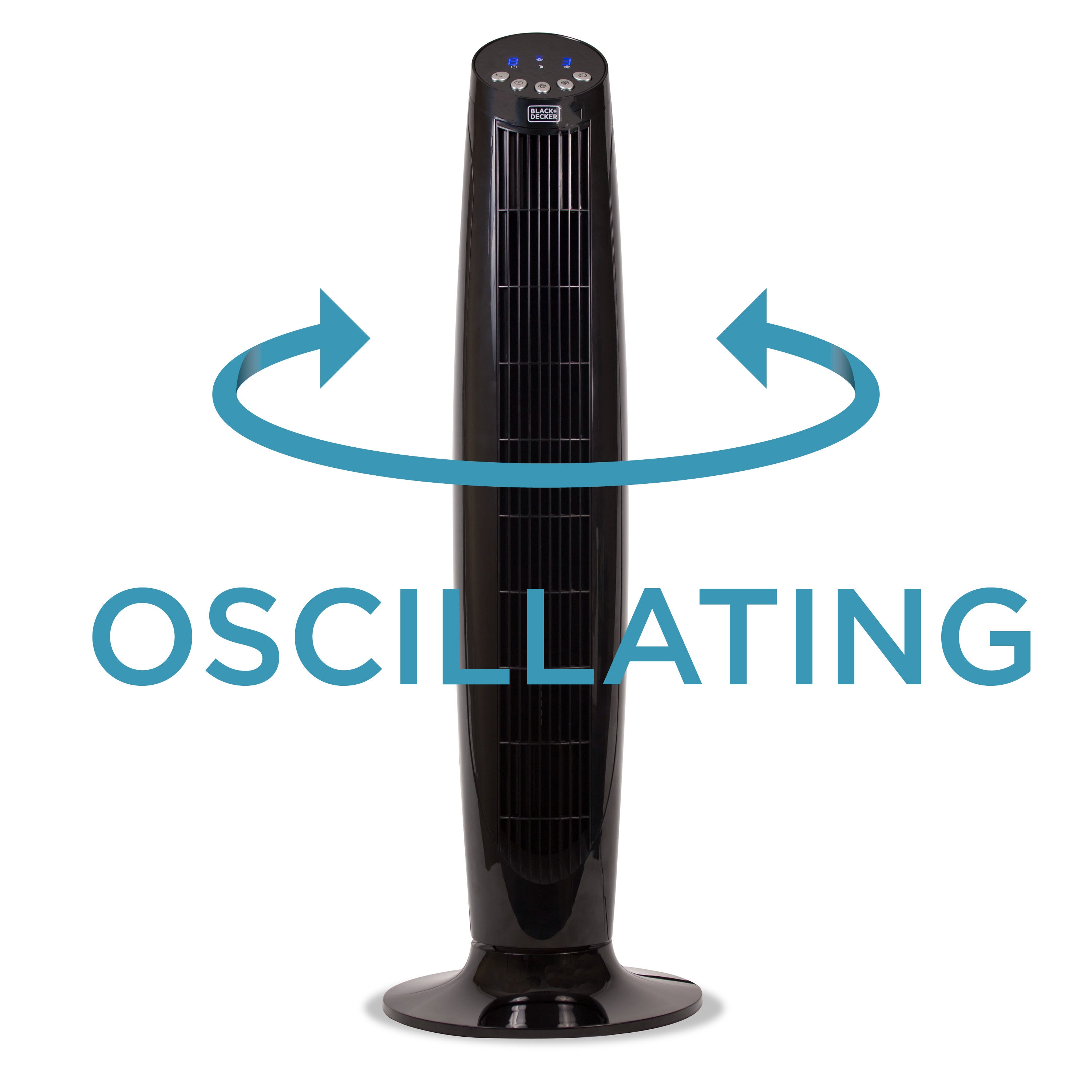 Black 36-Inch Digital Oscillating Tower Fan with Remote