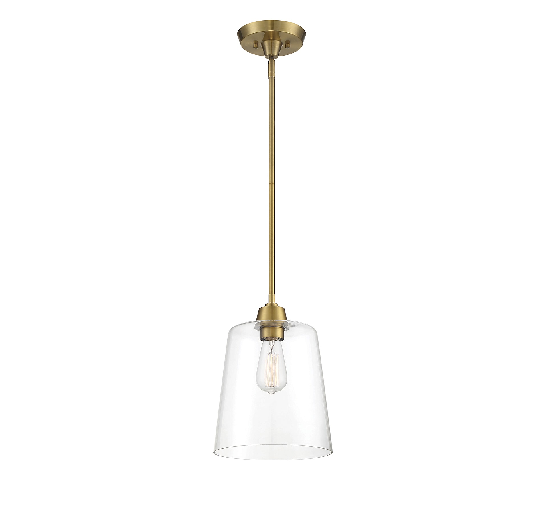 Meridian Lite Trends M70081NB Meridian Natural Brass Industrial Clear glass Bell Mini Hanging Pendant light