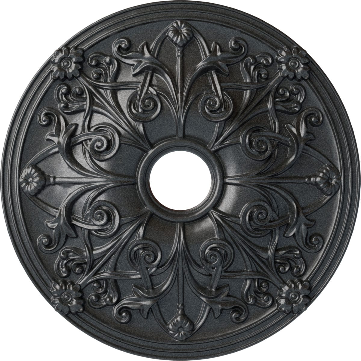 Ekena Millwork CM23JAPES Jamie 23.625-in W x 23.625-in L Painted Pewter Polyurethane Whole Ceiling Medallion