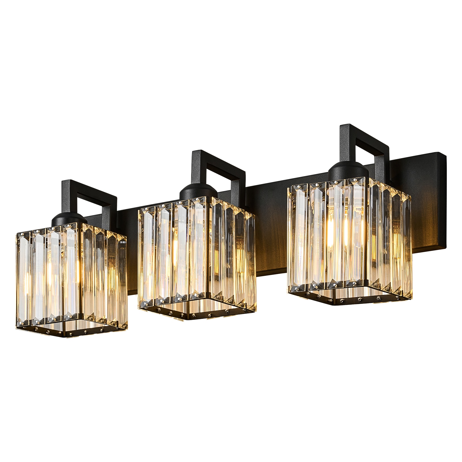 ZHLLMQ Vanity 20.47in 3-Light Black Finish Non-Integrated LED Modern Vertical Crystal Bathroom Vanity Light