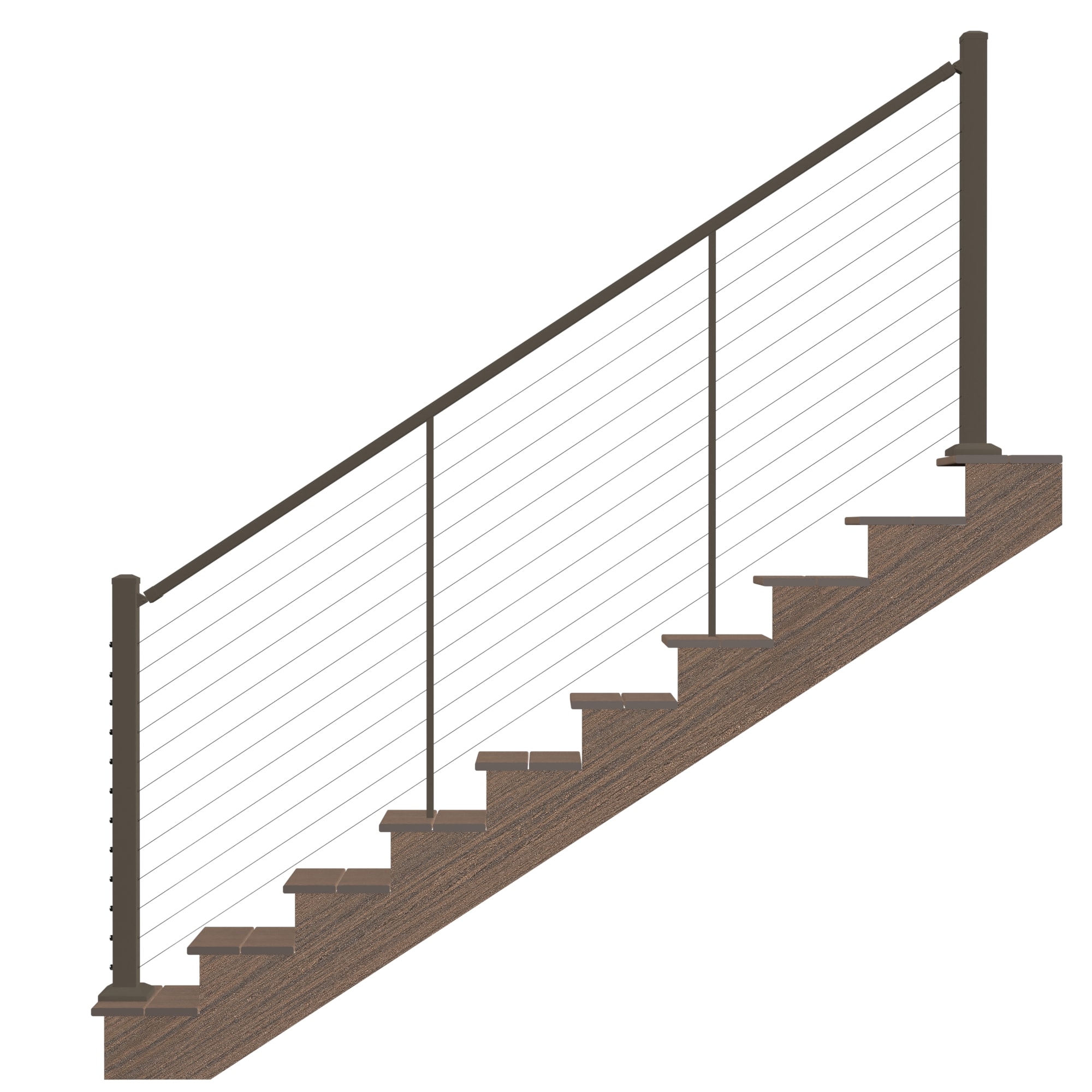Deckorators 398890 Contemporary Cable 8-ft x 2-in Textured Bronze Aluminum Deck Stair Cable Rail Kit
