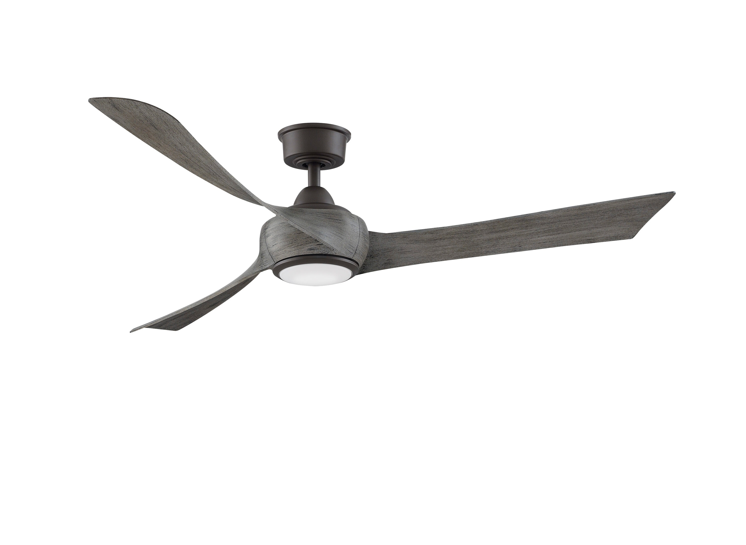 Fanimation Wrap Custom 60-in Matte Greige with Weathered Wood Blades Color-changing Integrated LED Indoor/Outdoor Smart Ceiling Fan with Light and Remote (3-Blade) FPD8530GR-60WE-LK Sansujyuku sansujyuku.com