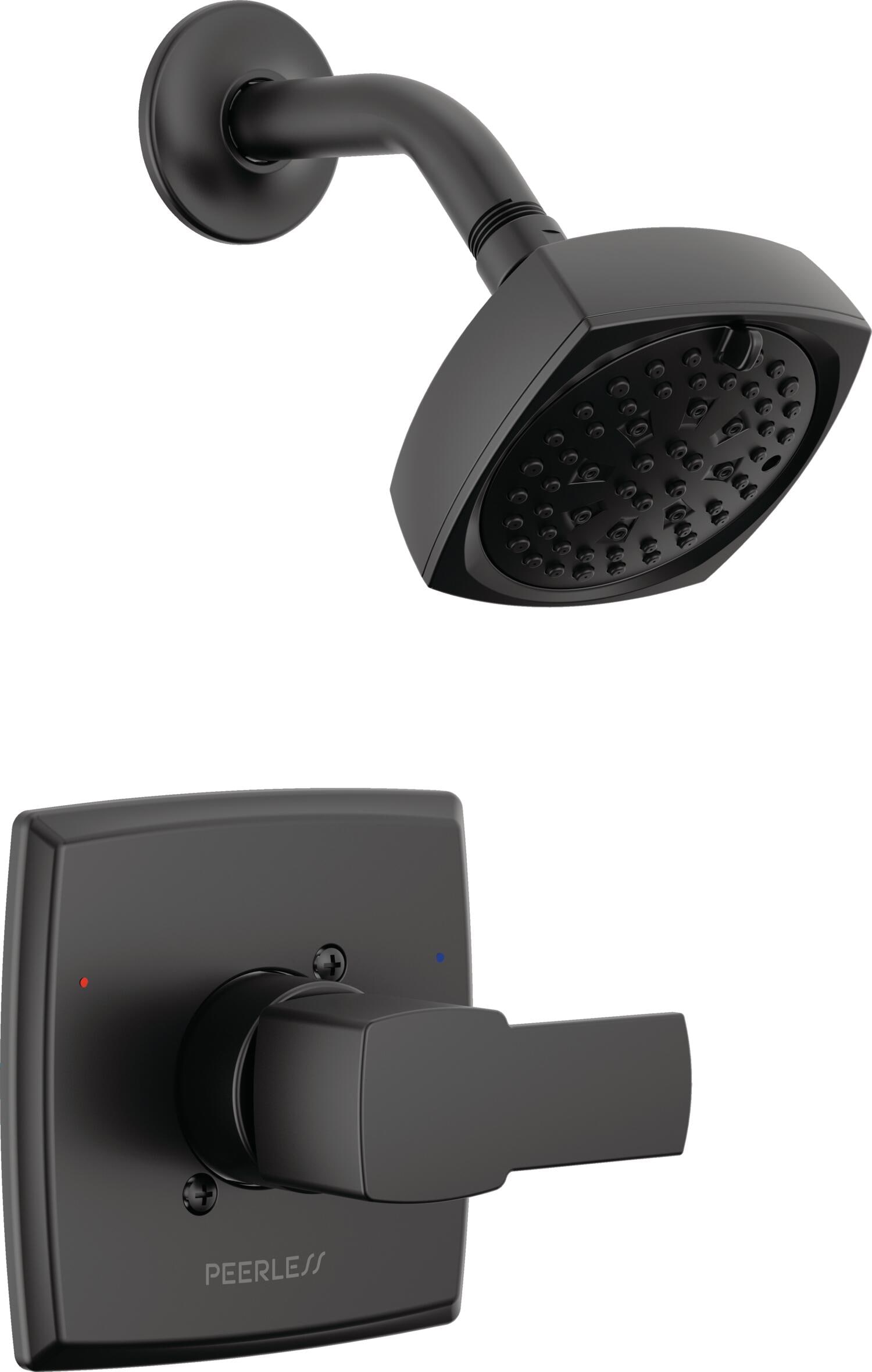 Peerless PTT14271-BL Ezra Matte Black 1-handle Multi-function 4-Inches Square Bathtub and shower Faucet