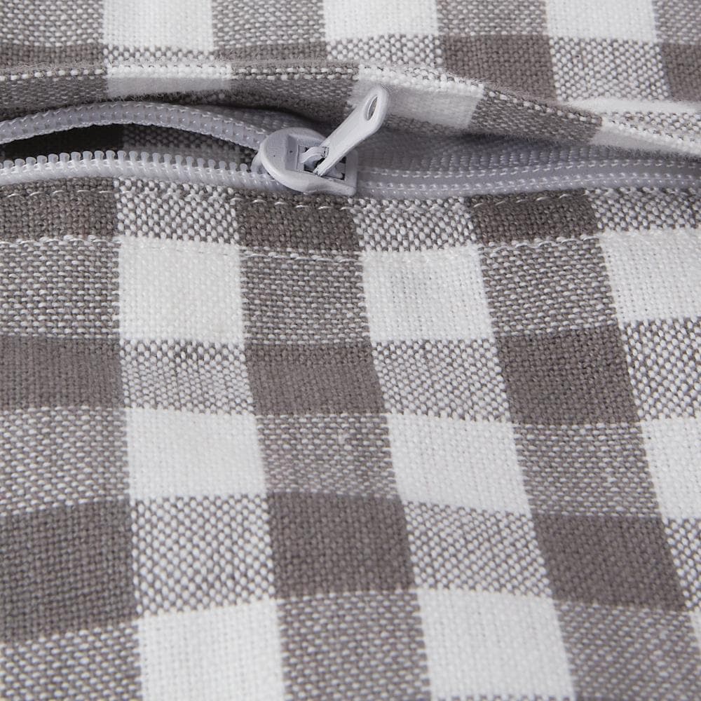Gray and White Cotton Polyester Euro Gingham Check Pillowcase Set