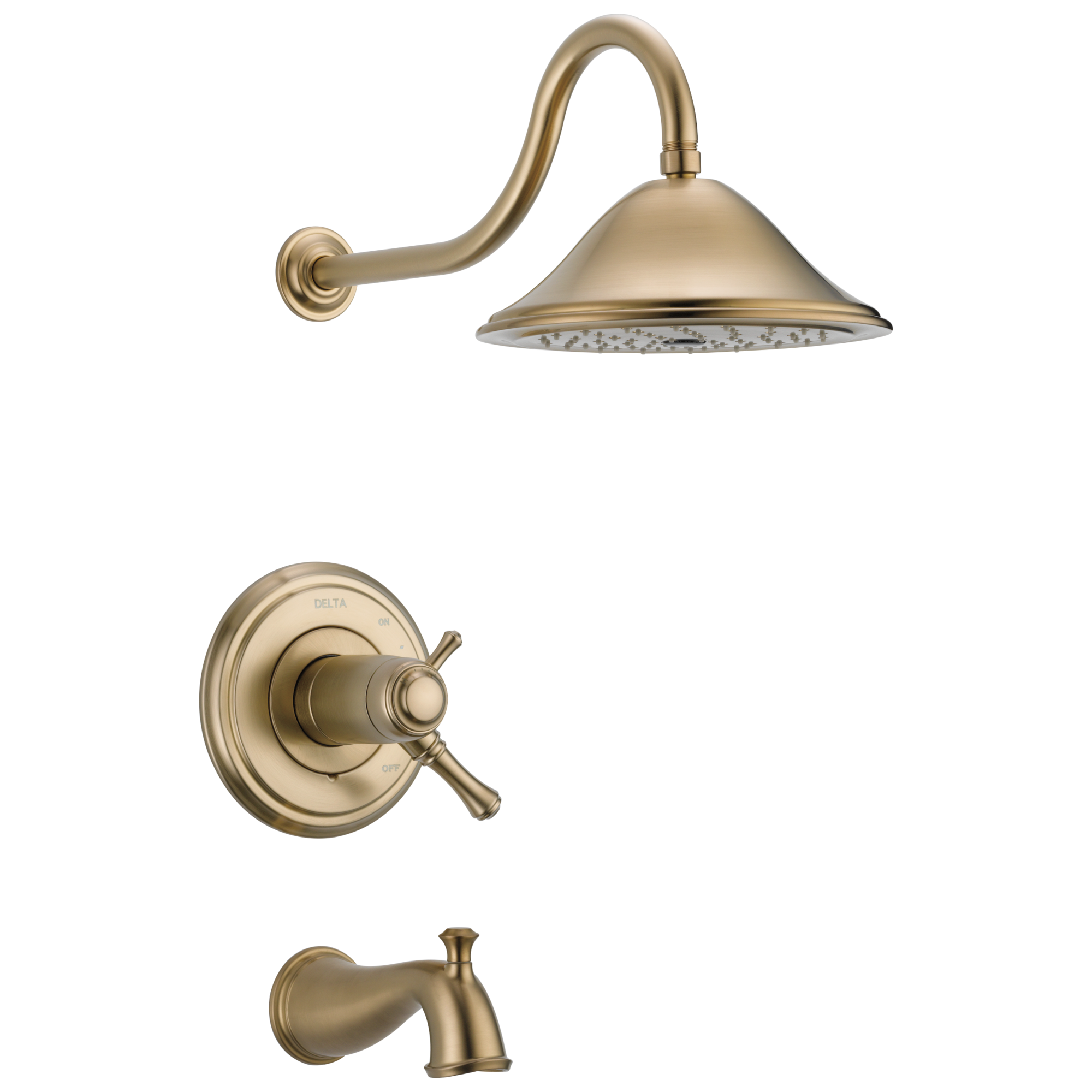 Delta T17T497-CZ Cassidy Thermostatic Champagne Bronze 2-handle Single function 9.375-Inches Round Bathtub and shower Faucet