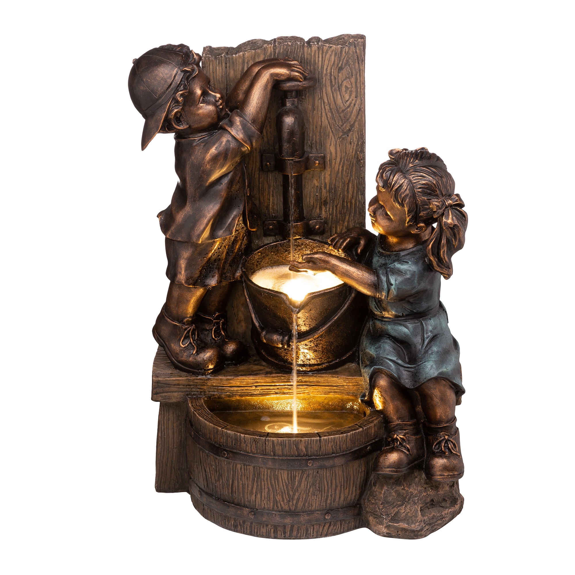 Glitzhome JK2007300003 25.5-in H Resin Outdoor Fountain Statue Pump Included