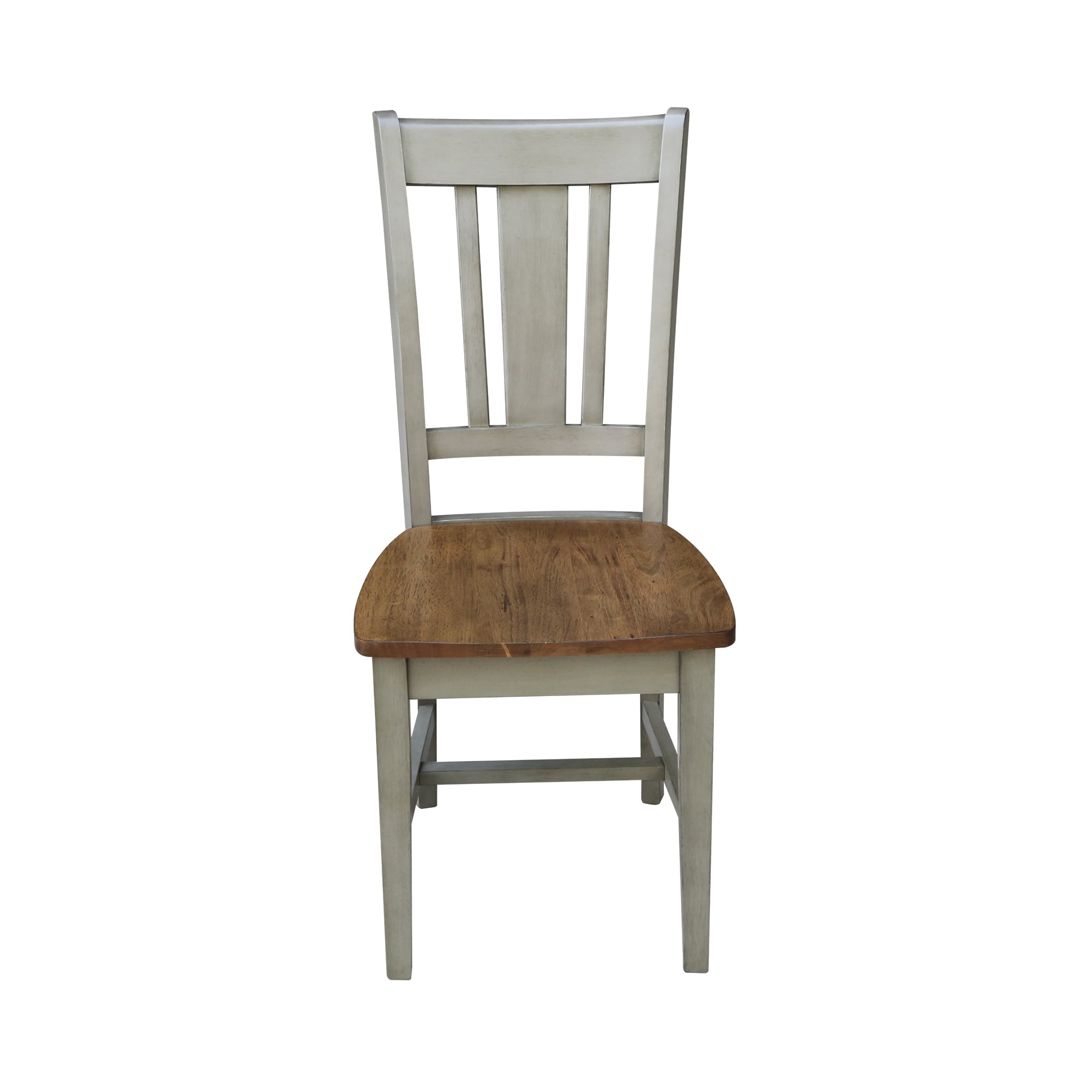 Distressed Hickory and Stone High Back Wood Dining Chairs